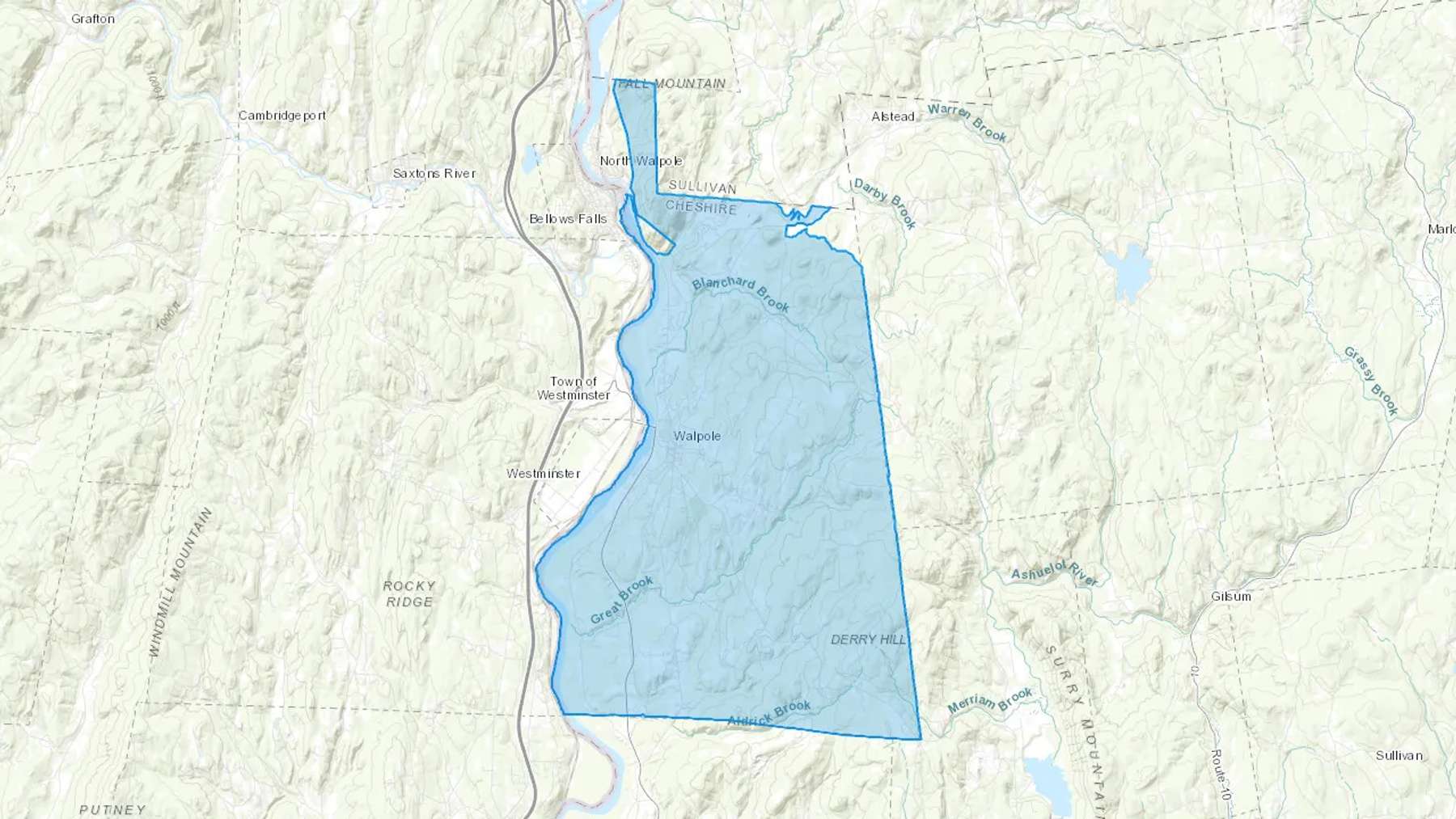 Walpole, NH Cash heating Oil delivery map Map of the COD Fuel Oil delivery service area for Walpole, NH