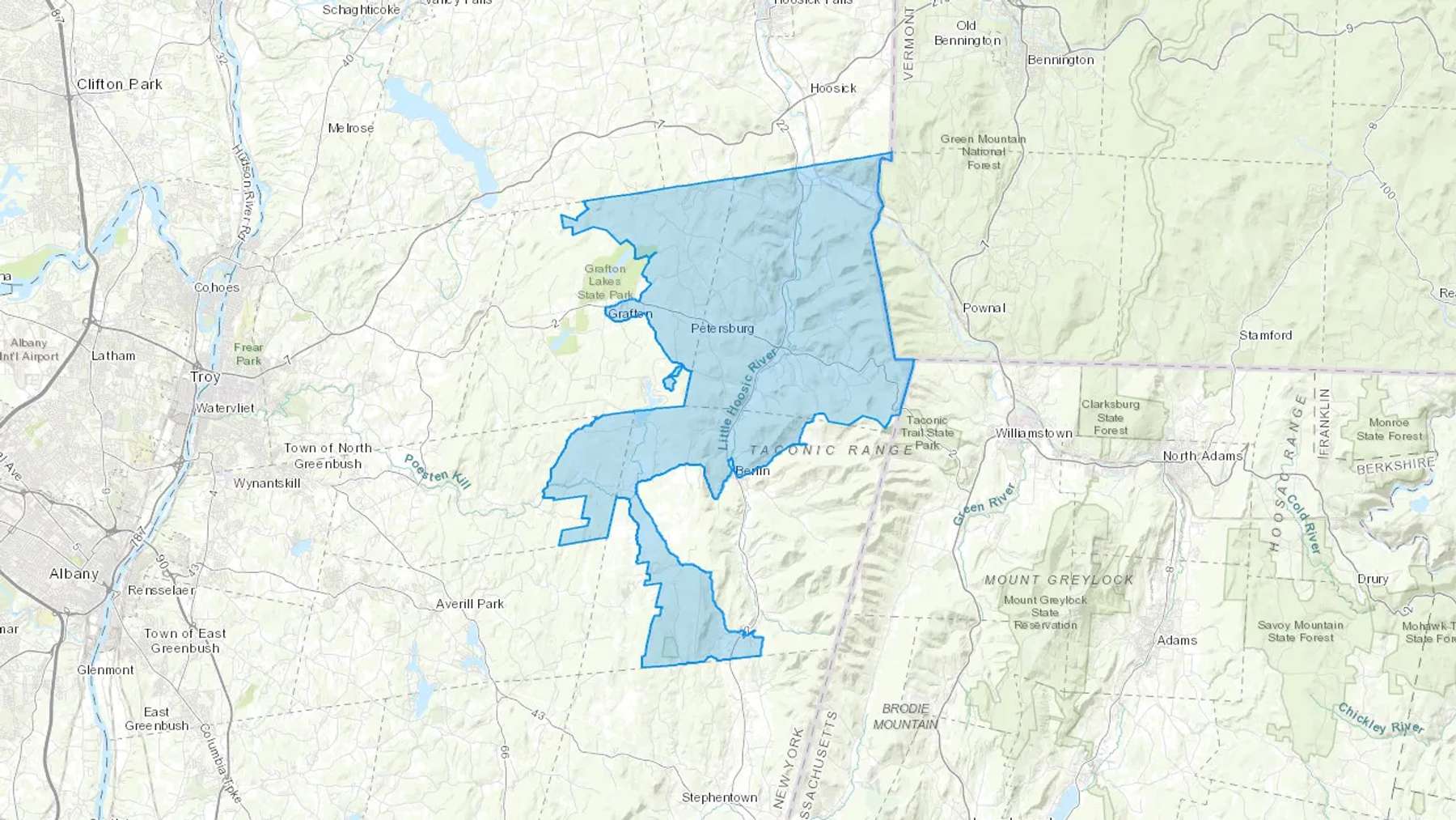 Petersburg, NY Cash heating Oil delivery map Map of the COD Fuel Oil delivery service area for Petersburg, NY
