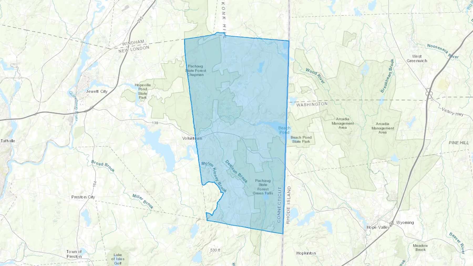 Voluntown, CT Cash heating Oil delivery map Map of the COD Fuel Oil delivery service area for Voluntown, CT