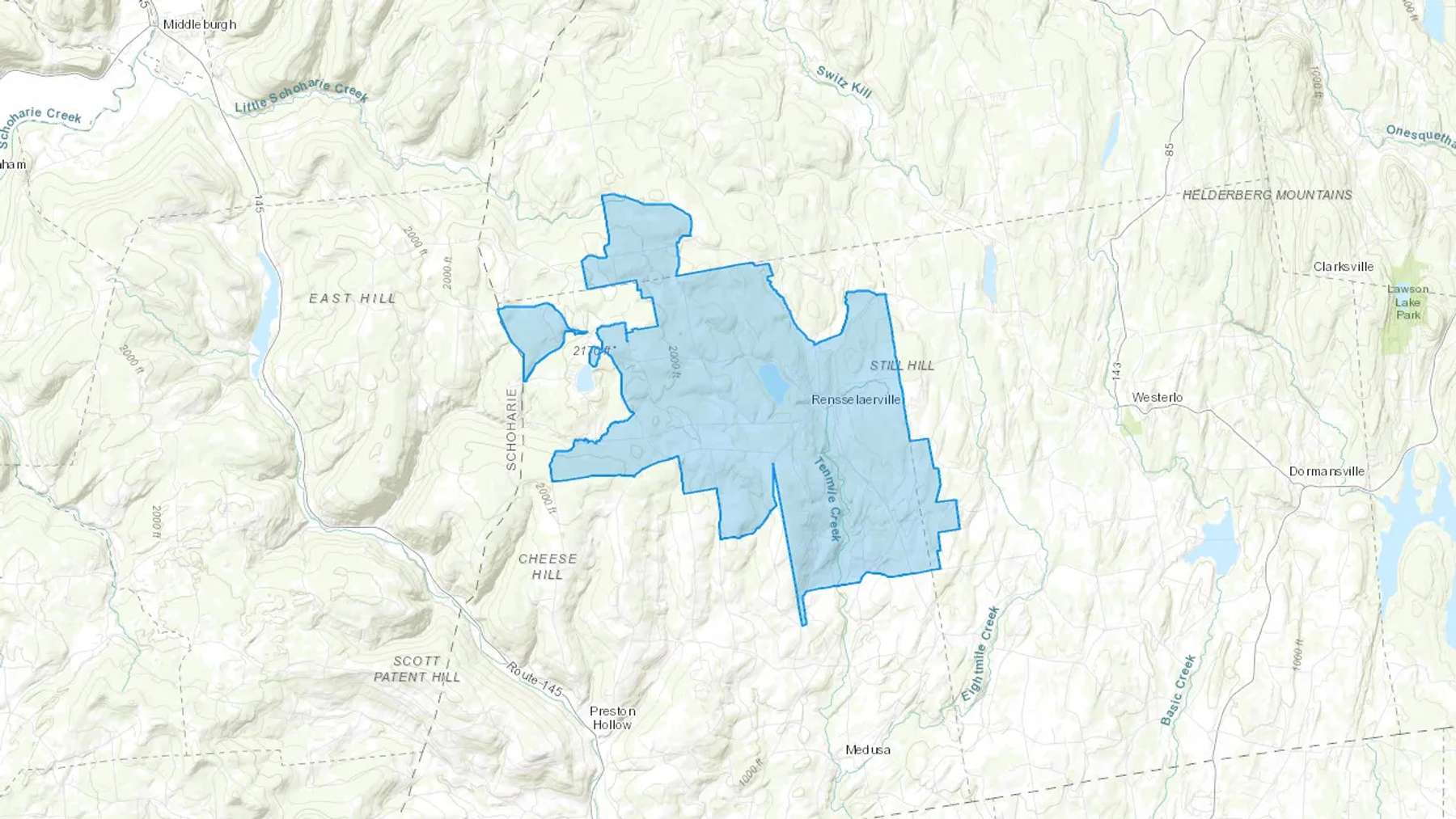 Rensselaerville, NY Cash heating Oil delivery map Map of the COD Fuel Oil delivery service area for Rensselaerville, NY