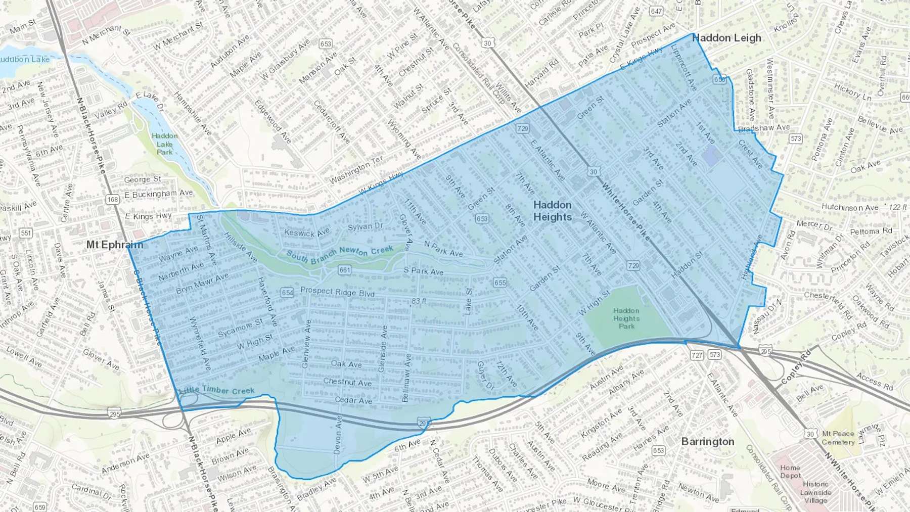 Haddon Heights, NJ Cash heating Oil delivery map Map of the COD Fuel Oil delivery service area for Haddon Heights, NJ