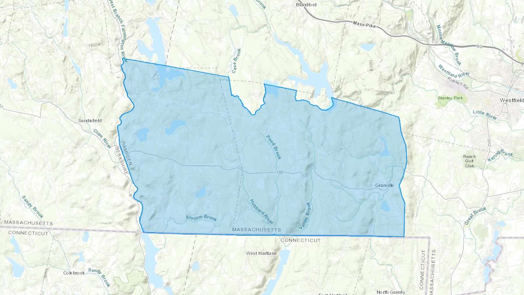 Granville, MA Cash heating Oil delivery map Map of the COD Fuel Oil delivery service area for Granville, MA