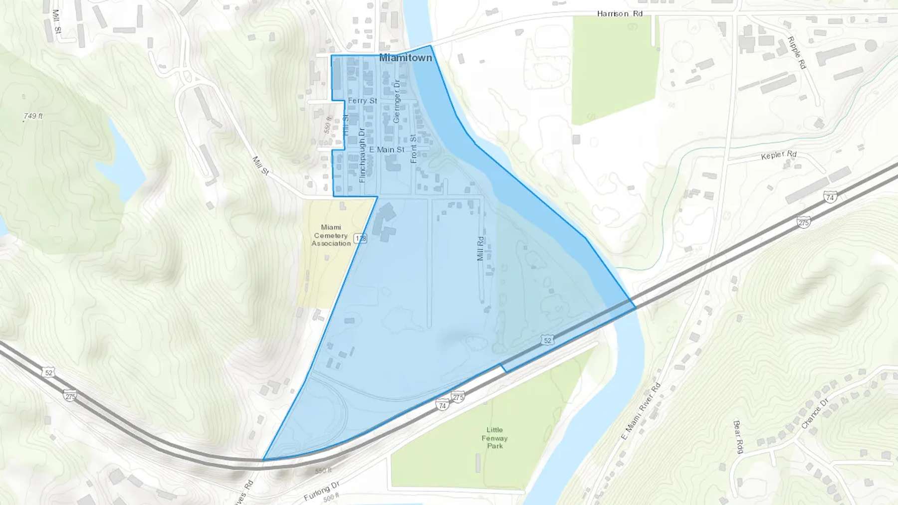 Miamitown, OH Cash heating Oil delivery map Map of the COD Fuel Oil delivery service area for Miamitown, OH