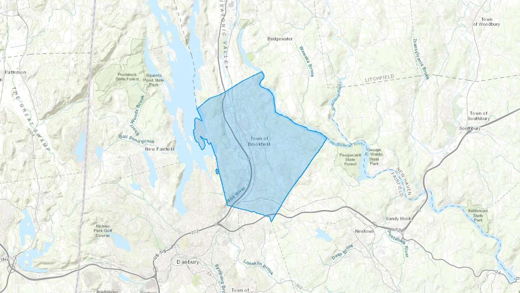 Brookfield, CT Cash heating Oil delivery map Map of the COD Fuel Oil delivery service area for Brookfield, CT