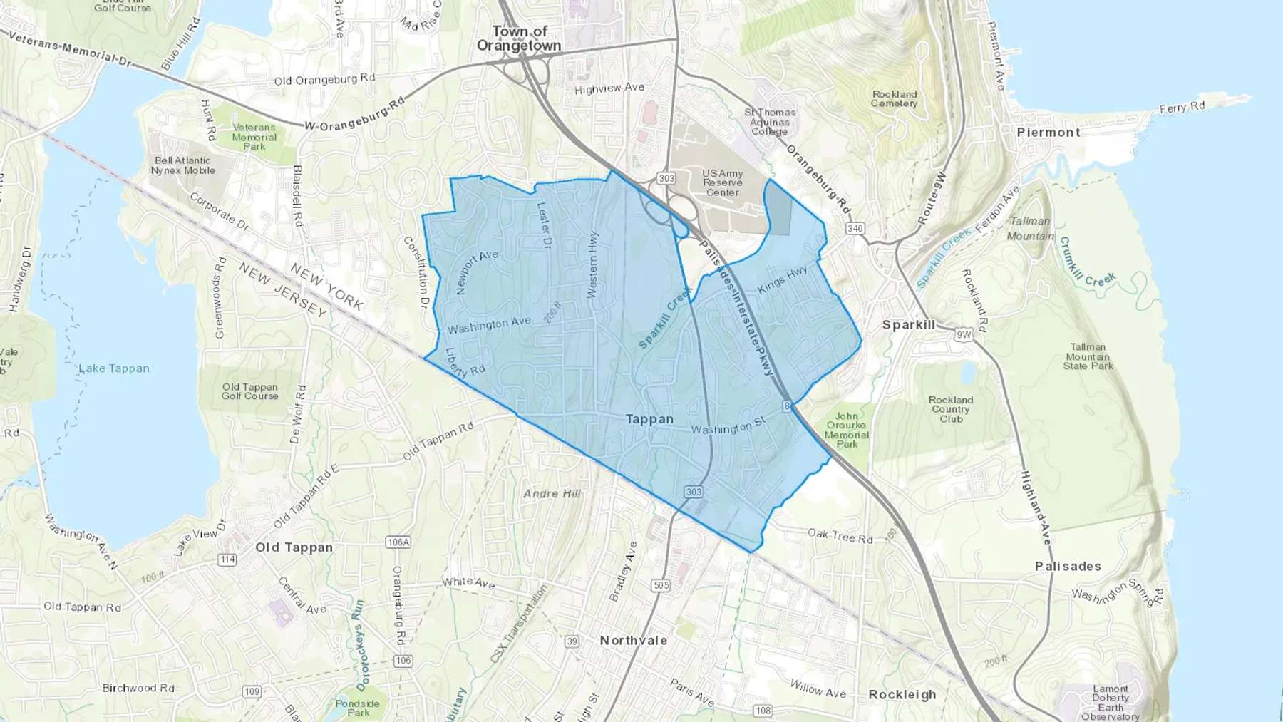 Tappan, NY Cash heating Oil delivery map Map of the COD Fuel Oil delivery service area for Tappan, NY