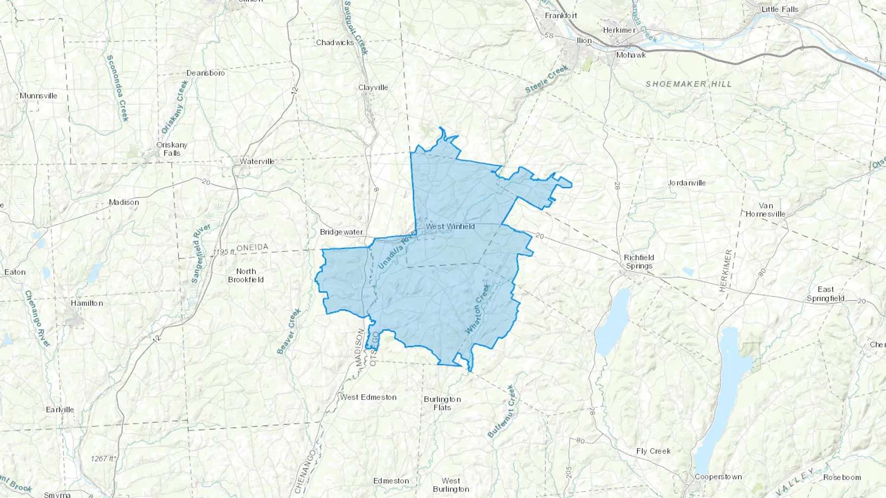 West Winfield, NY Cash heating Oil delivery map Map of the COD Fuel Oil delivery service area for West Winfield, NY