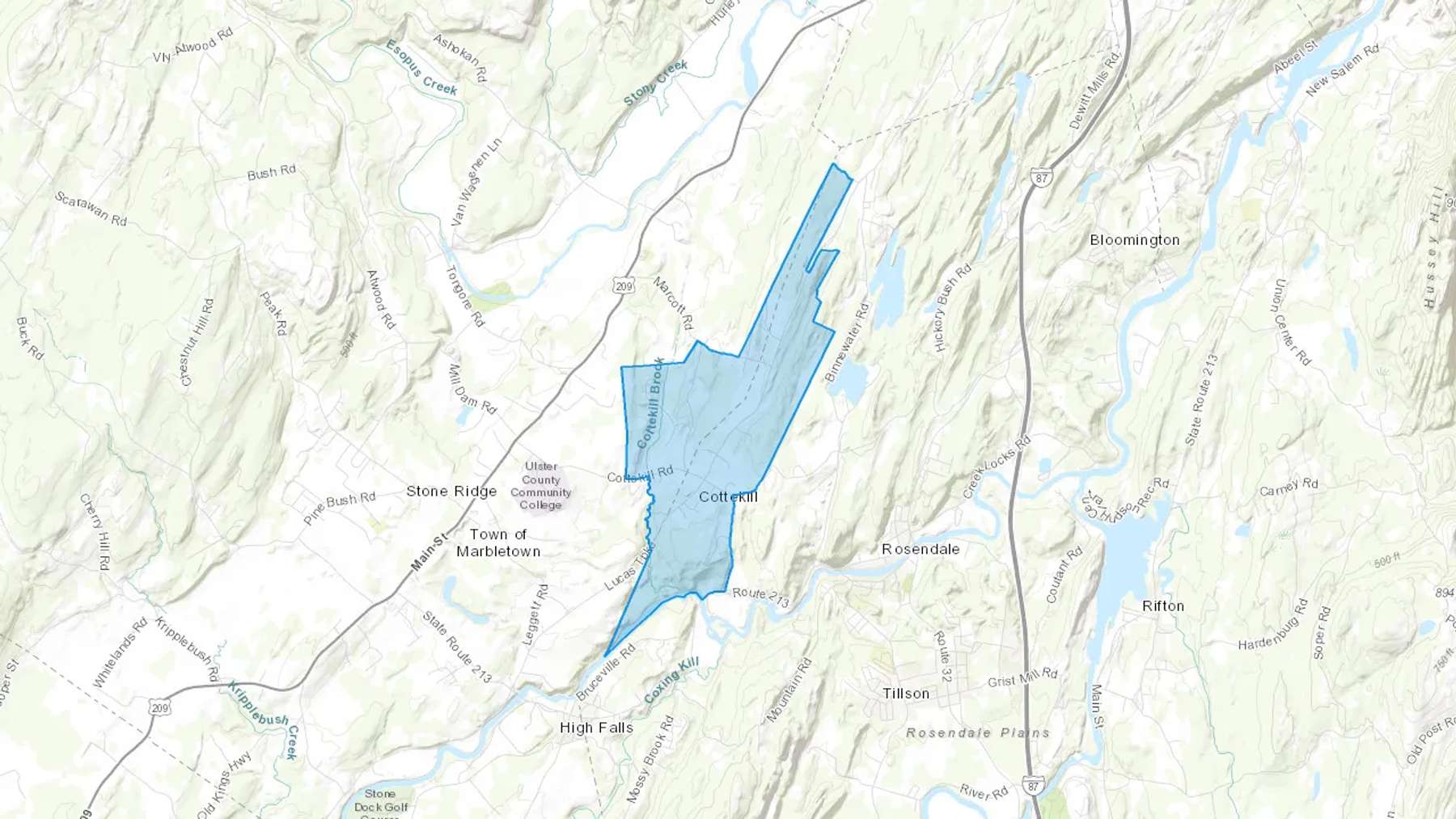 Cottekill, NY Cash heating Oil delivery map Map of the COD Fuel Oil delivery service area for Cottekill, NY