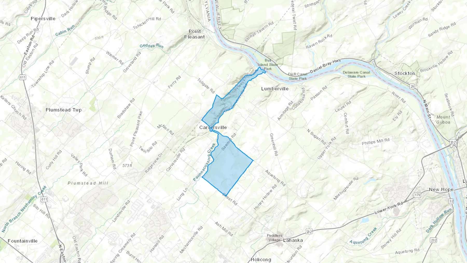 Carversville, PA Cash heating Oil delivery map Map of the COD Fuel Oil delivery service area for Carversville, PA