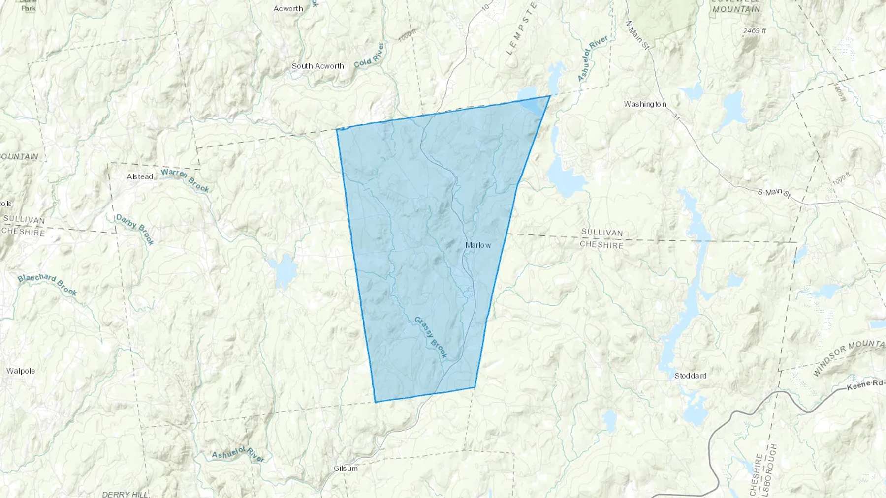 Marlow, NH Cash heating Oil delivery map Map of the COD Fuel Oil delivery service area for Marlow, NH