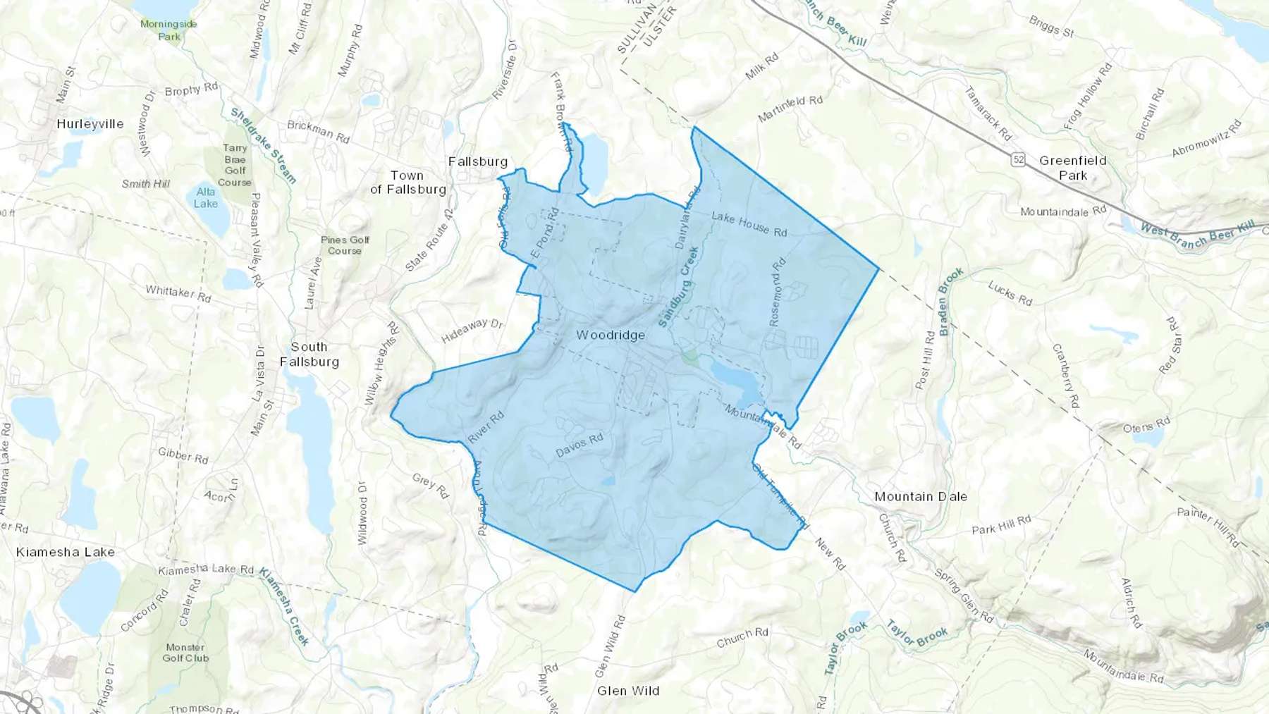 Woodridge, NY Cash heating Oil delivery map Map of the COD Fuel Oil delivery service area for Woodridge, NY