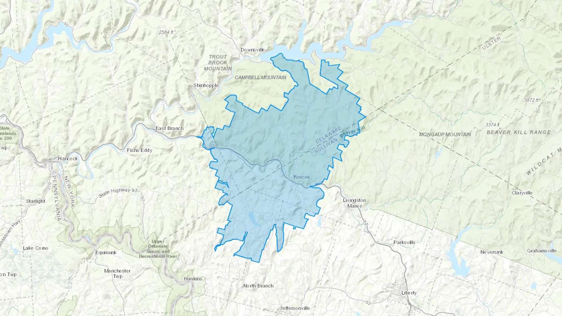 Callicoon Center, NY Cash heating Oil delivery map Map of the COD Fuel Oil delivery service area for Callicoon Center, NY