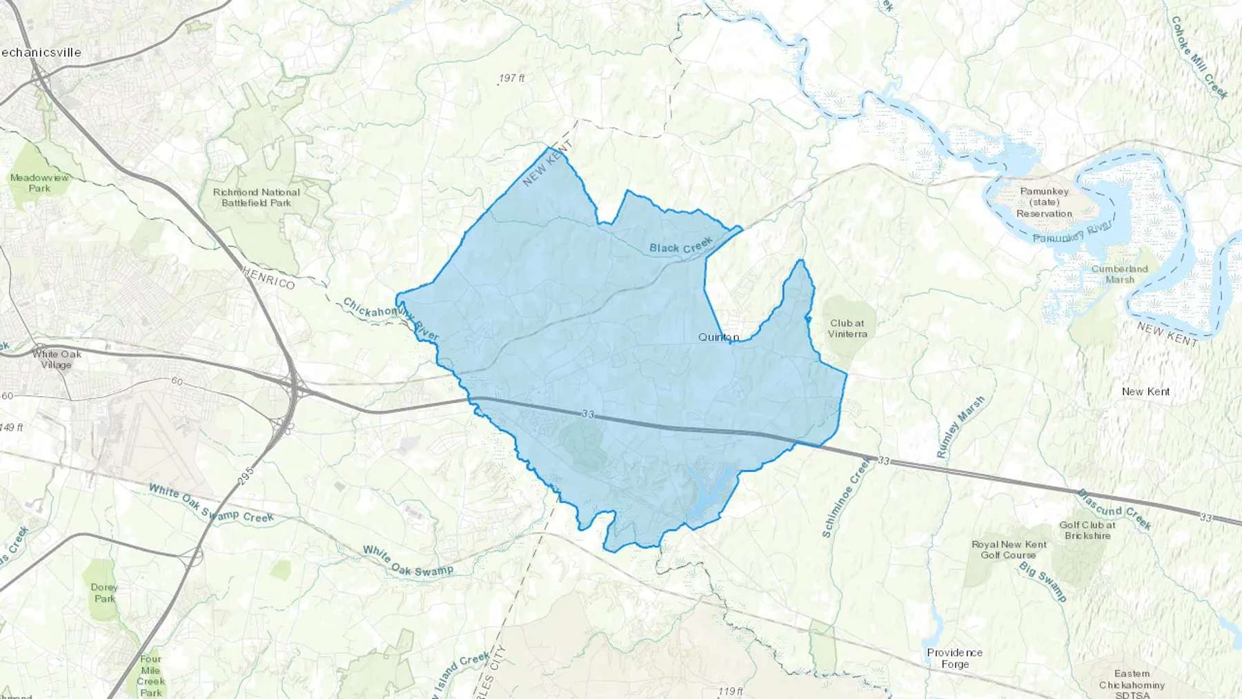 Quinton, VA Cash heating Oil delivery map Map of the COD Fuel Oil delivery service area for Quinton, VA