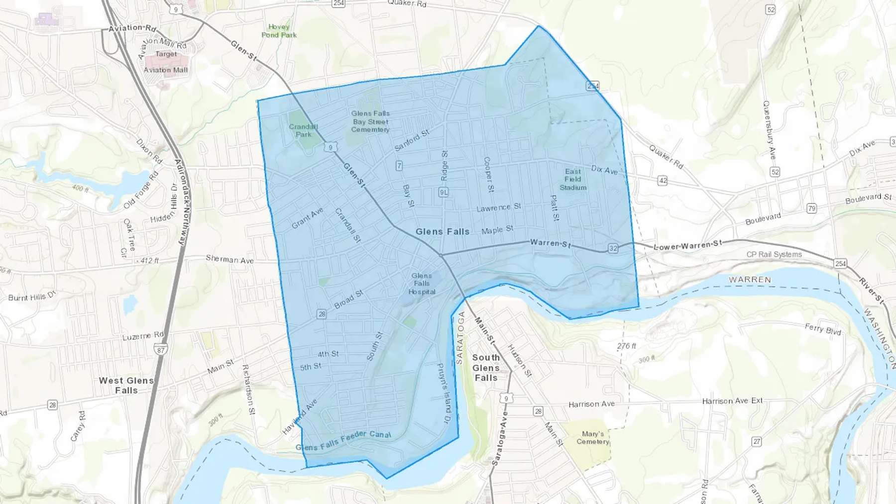 Glens Falls, NY Cash heating Oil delivery map Map of the COD Fuel Oil delivery service area for Glens Falls, NY