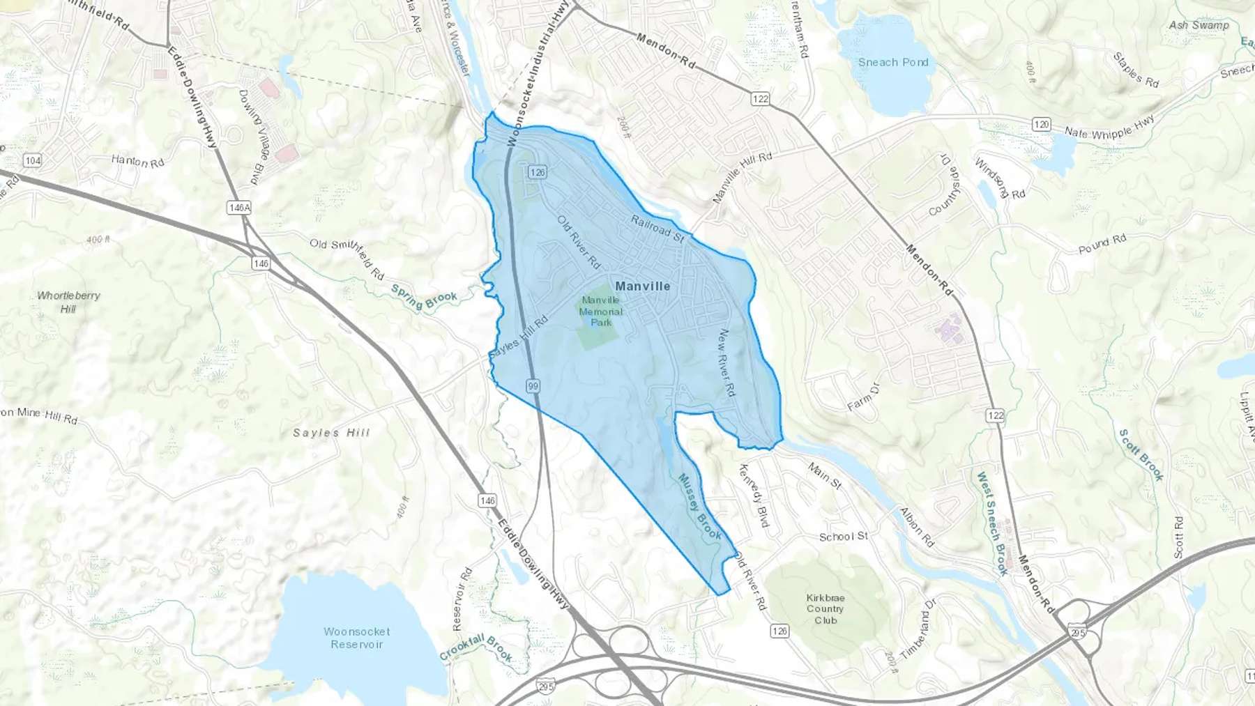 Manville, RI Cash heating Oil delivery map Map of the COD Fuel Oil delivery service area for Manville, RI