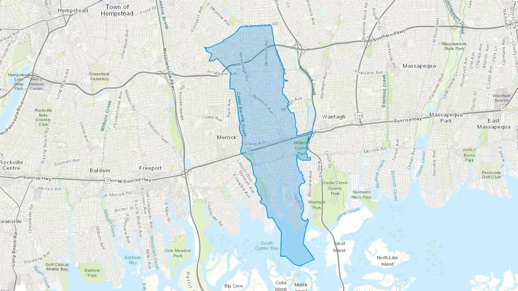 Bellmore, NY Cash heating Oil delivery map Map of the COD Fuel Oil delivery service area for Bellmore, NY