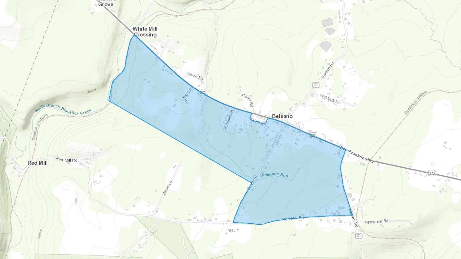 Belsano, PA Cash heating Oil delivery map Map of the COD Fuel Oil delivery service area for Belsano, PA