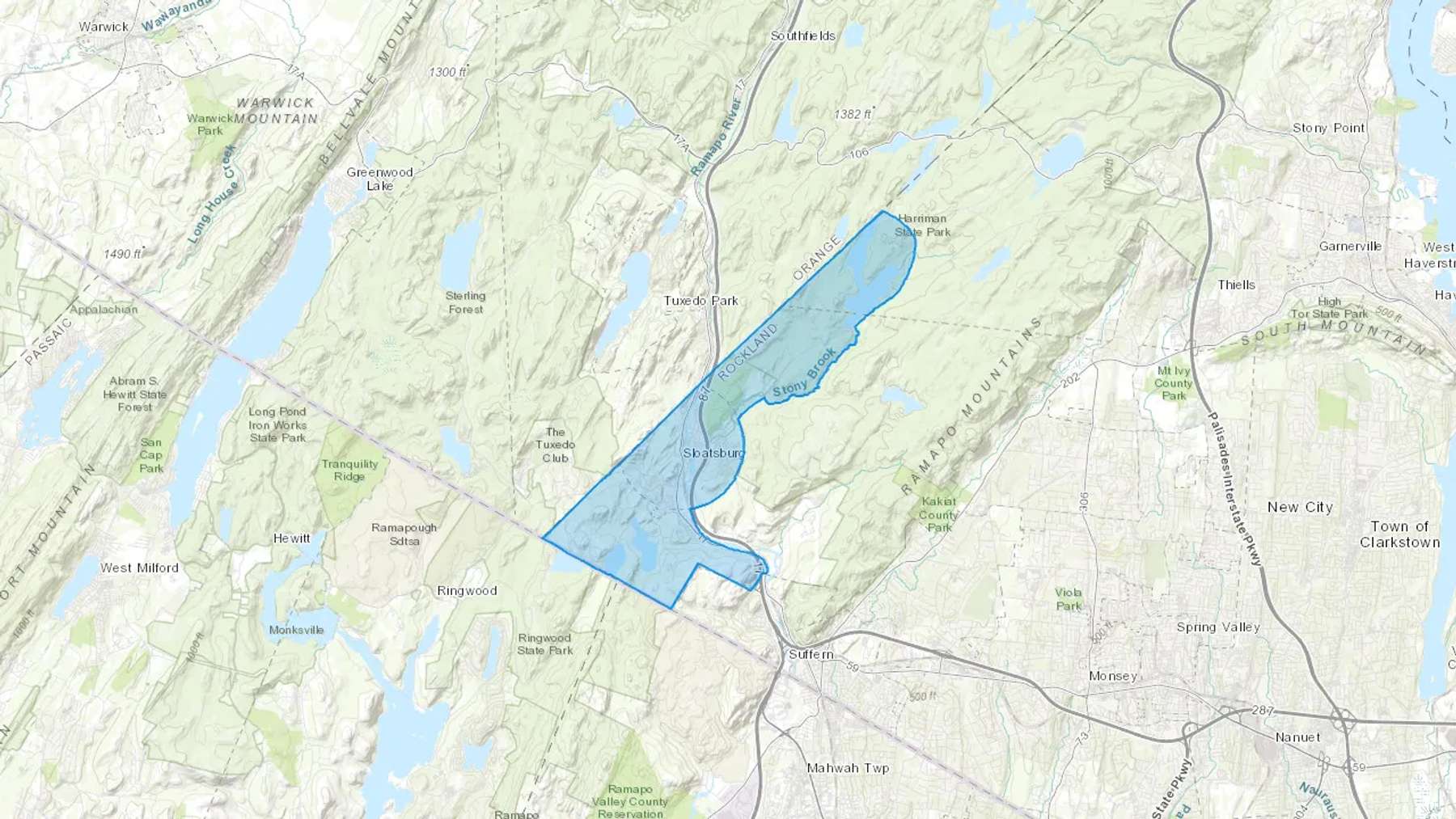 Sloatsburg, NY Cash heating Oil delivery map Map of the COD Fuel Oil delivery service area for Sloatsburg, NY