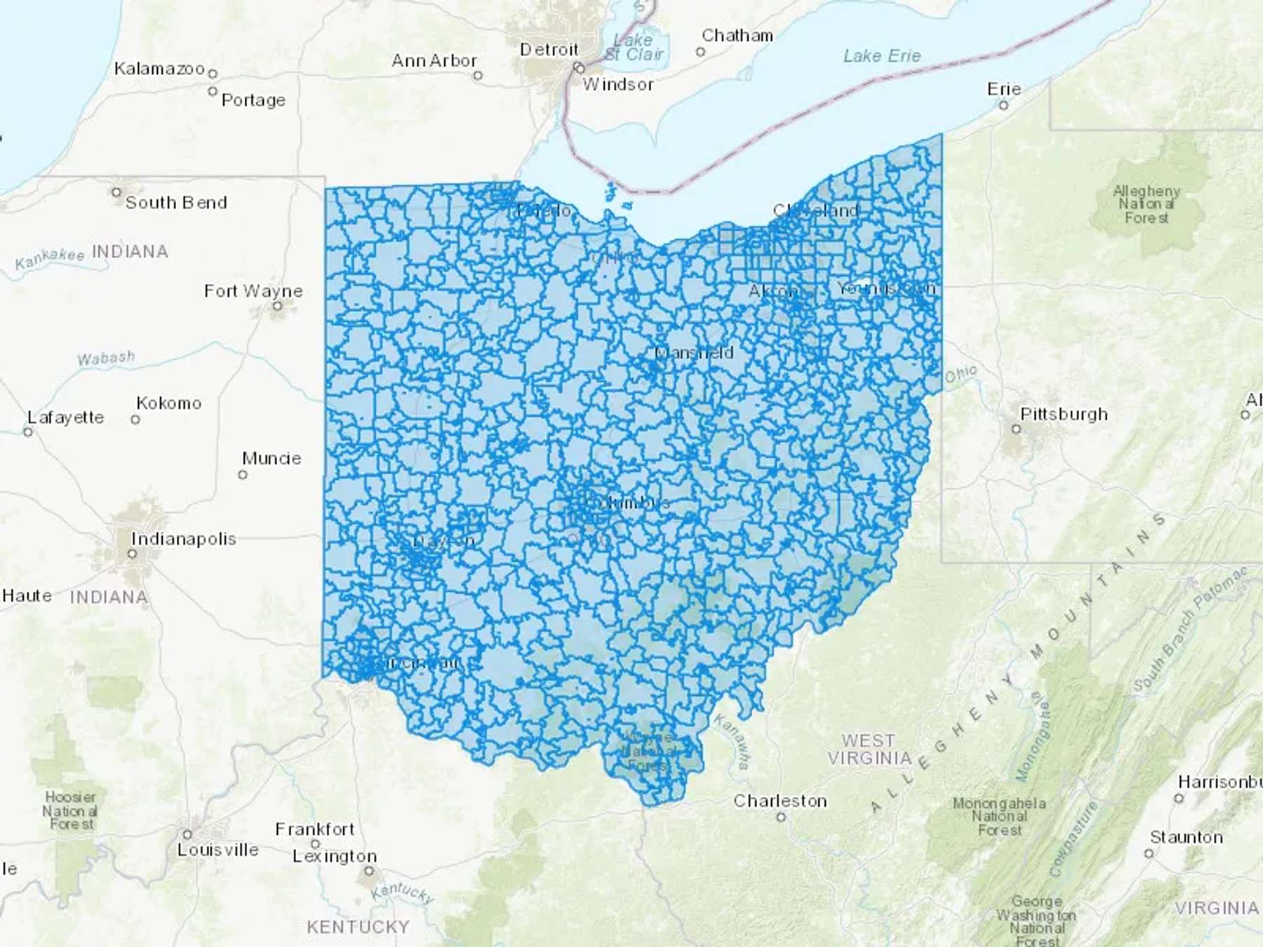 Ohio Cash Heating Oil Delivery Map Map of the COD Fuel Oil Delivery Service Area for OH