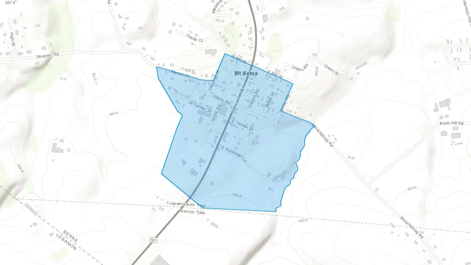 Mount Aetna, PA Cash heating Oil delivery map Map of the COD Fuel Oil delivery service area for Mount Aetna, PA