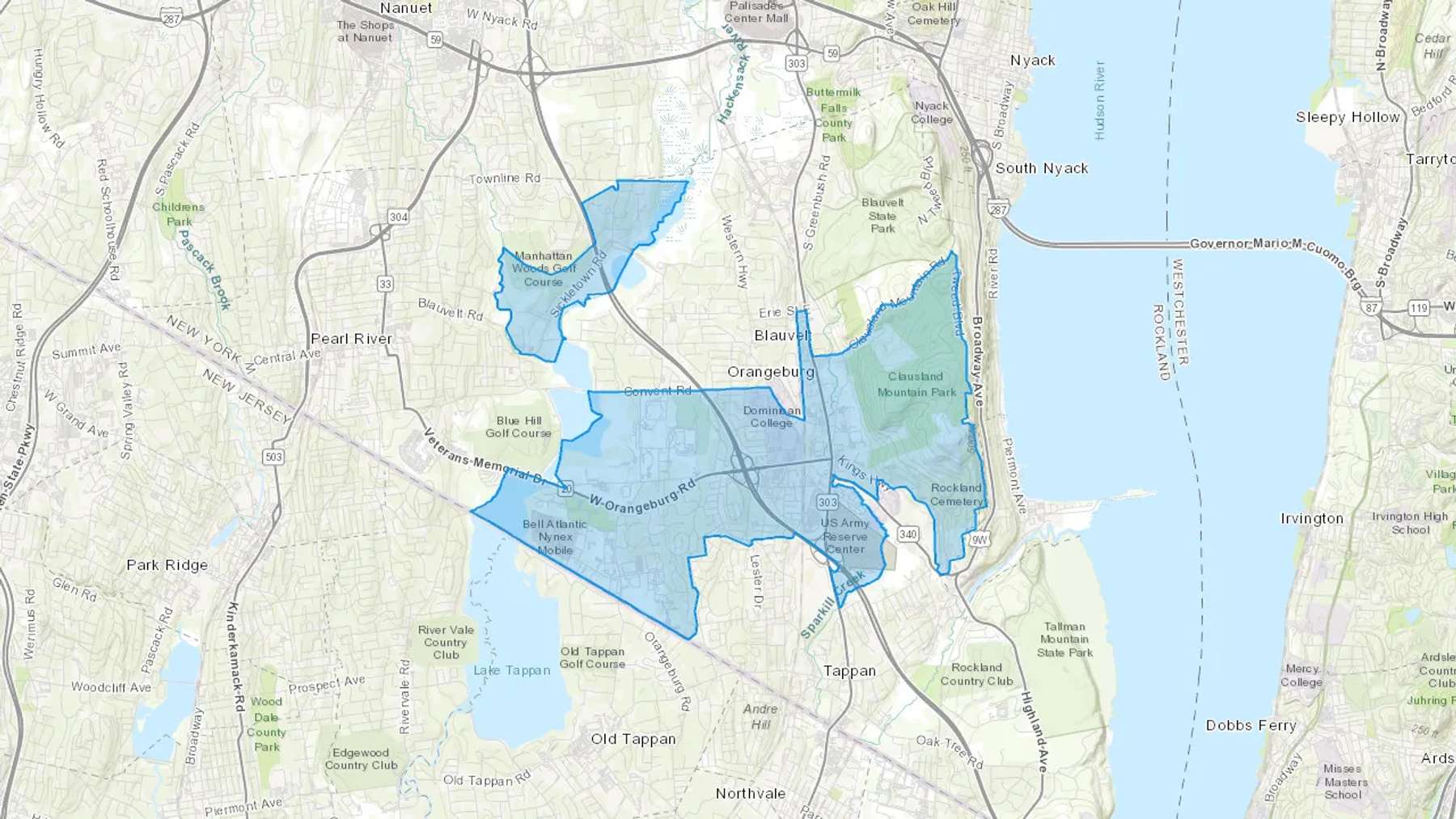 Orangeburg, NY Cash heating Oil delivery map Map of the COD Fuel Oil delivery service area for Orangeburg, NY