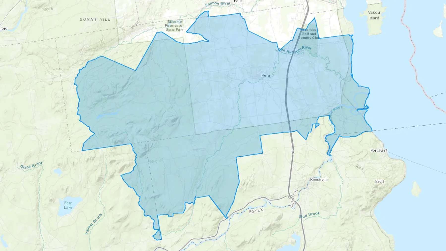 Peru, NY Cash heating Oil delivery map Map of the COD Fuel Oil delivery service area for Peru, NY
