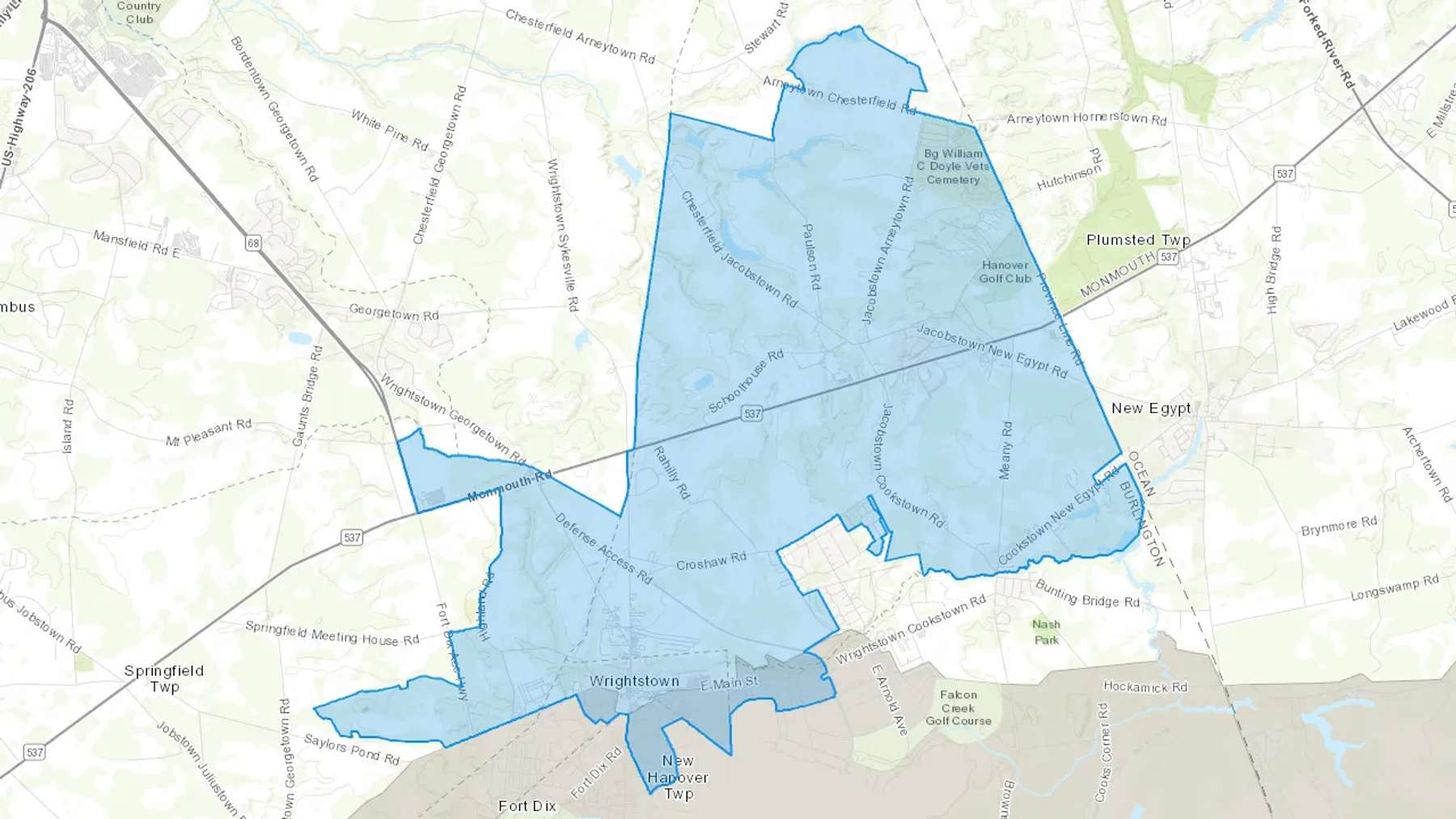 Wrightstown, NJ Cash heating Oil delivery map Map of the COD Fuel Oil delivery service area for Wrightstown, NJ