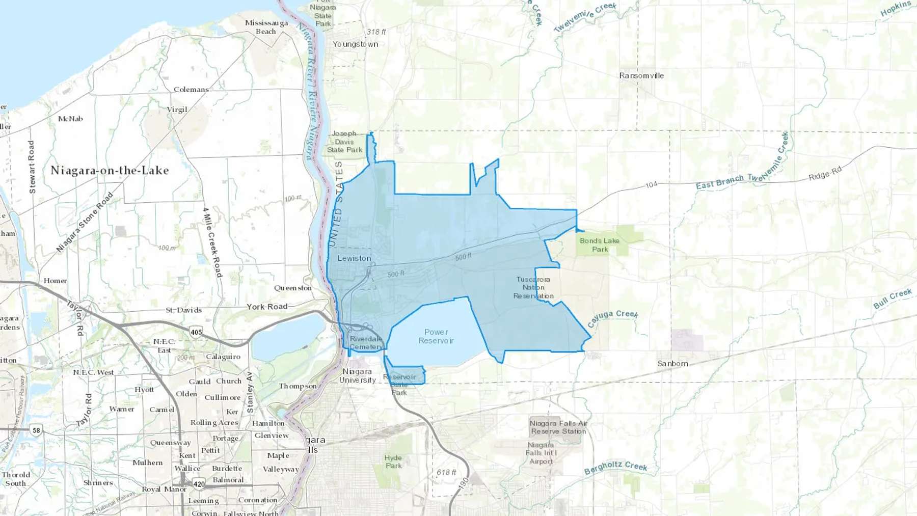 Lewiston, NY Cash heating Oil delivery map Map of the COD Fuel Oil delivery service area for Lewiston, NY