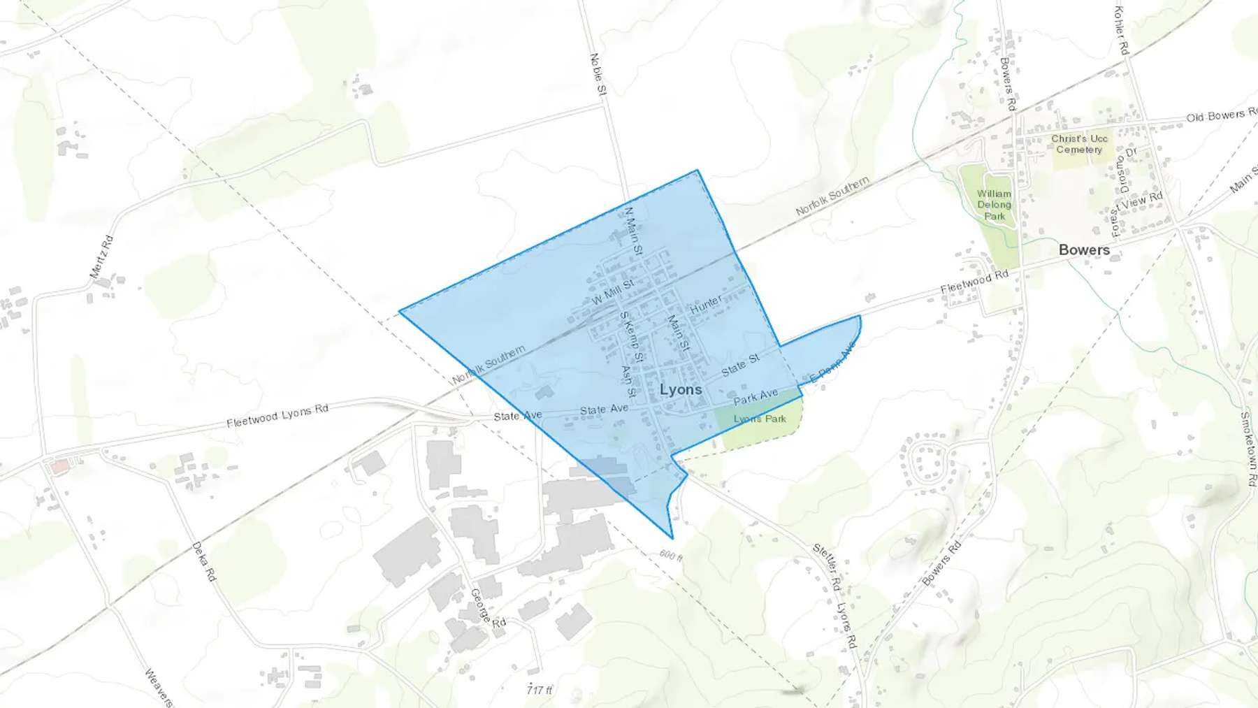 Lyon Station, PA Cash heating Oil delivery map Map of the COD Fuel Oil delivery service area for Lyon Station, PA