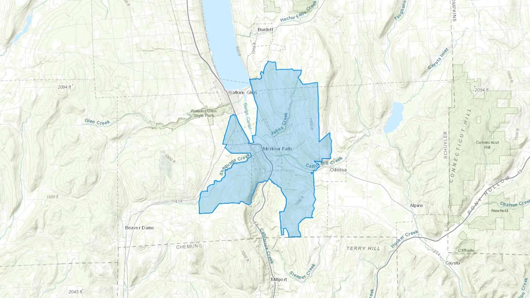 Montour Falls, NY Cash heating Oil delivery map Map of the COD Fuel Oil delivery service area for Montour Falls, NY