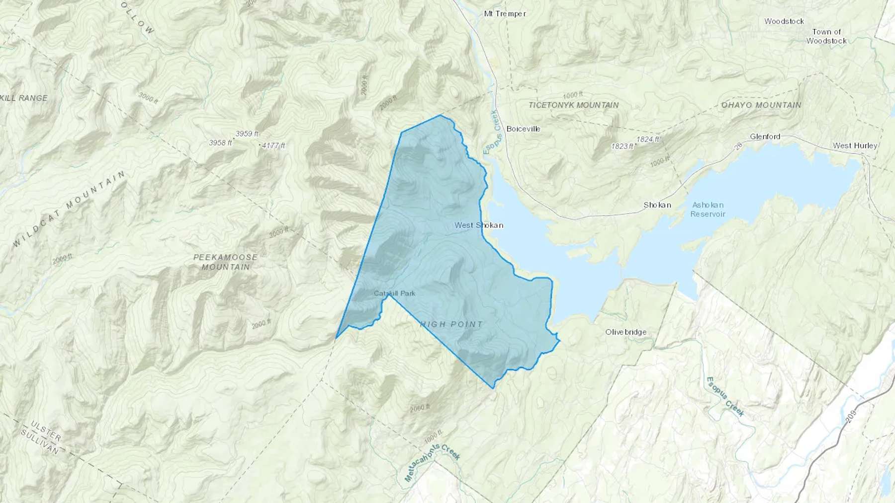 West Shokan, NY Cash heating Oil delivery map Map of the COD Fuel Oil delivery service area for West Shokan, NY