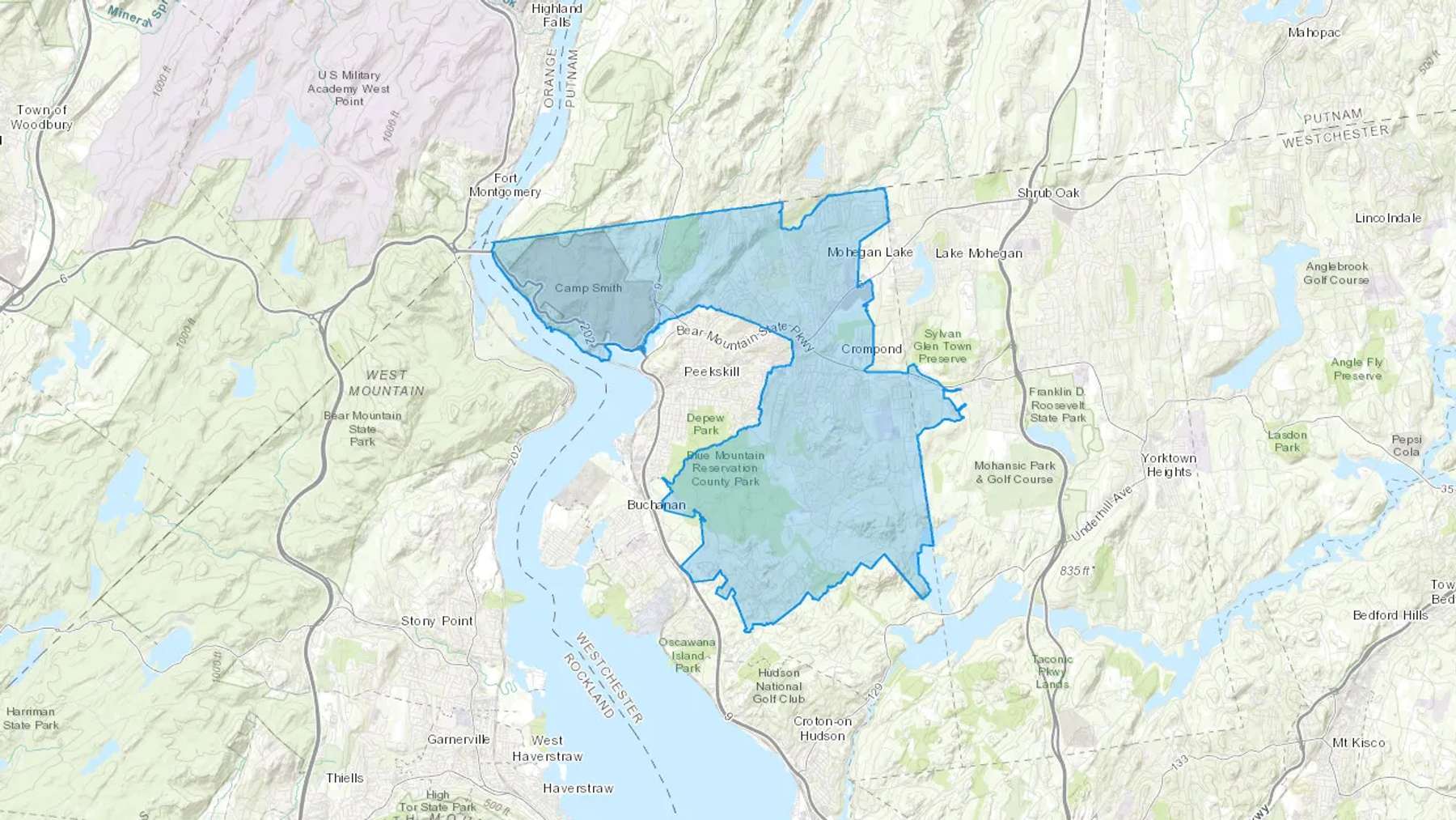 Cortlandt Manor, NY Cash heating Oil delivery map Map of the COD Fuel Oil delivery service area for Cortlandt Manor, NY