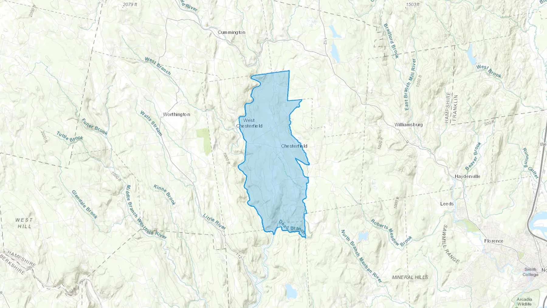Chesterfield, MA Cash heating Oil delivery map Map of the COD Fuel Oil delivery service area for Chesterfield, MA
