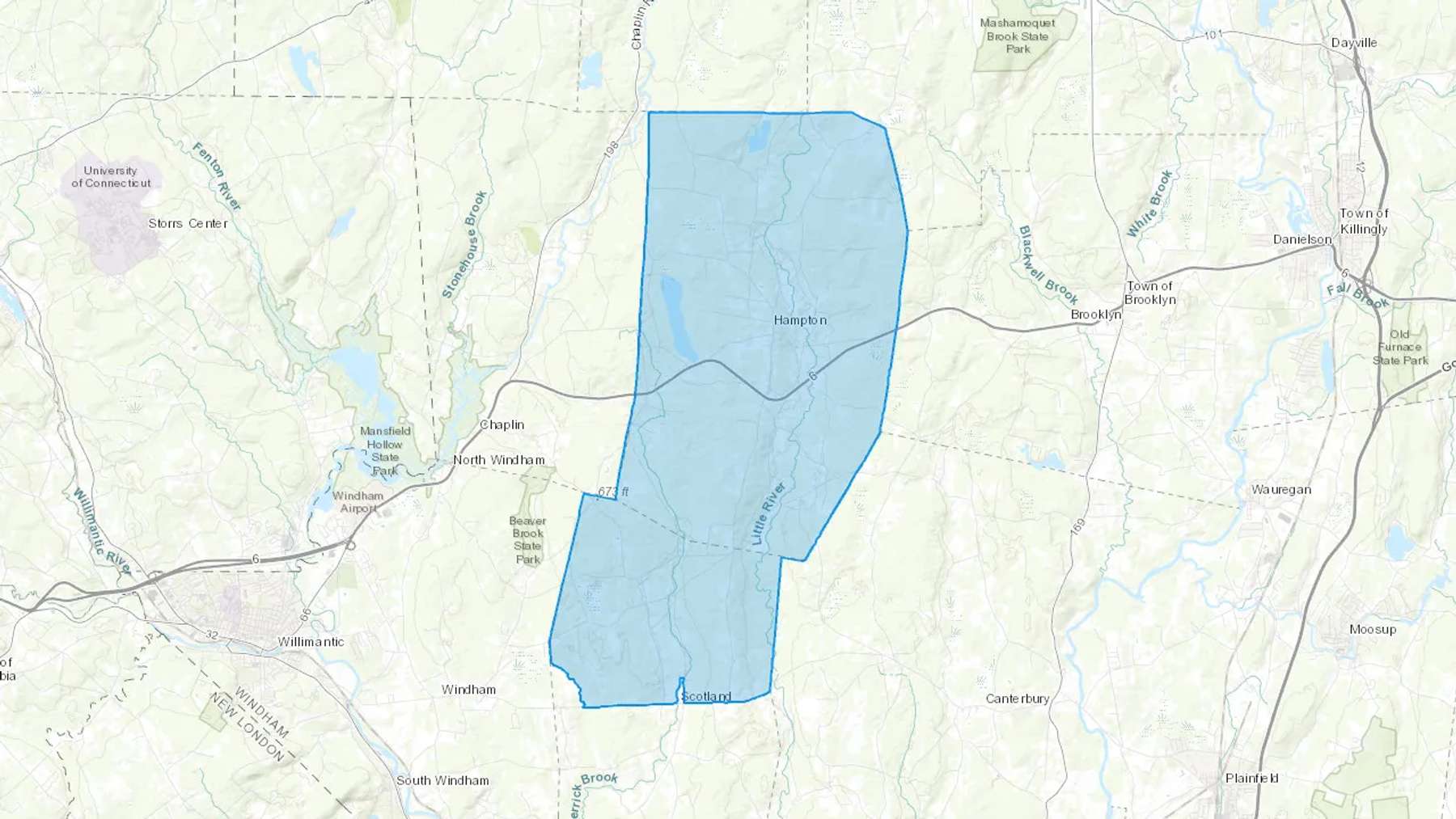 Hampton, CT Cash heating Oil delivery map Map of the COD Fuel Oil delivery service area for Hampton, CT