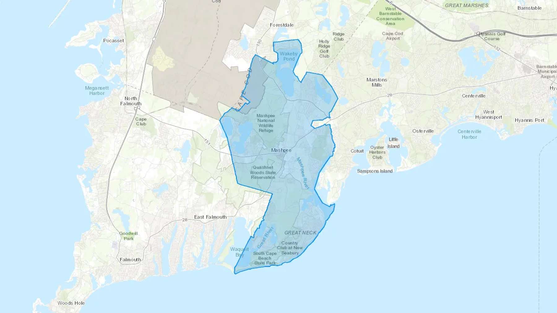 Mashpee, MA Cash heating Oil delivery map Map of the COD Fuel Oil delivery service area for Mashpee, MA