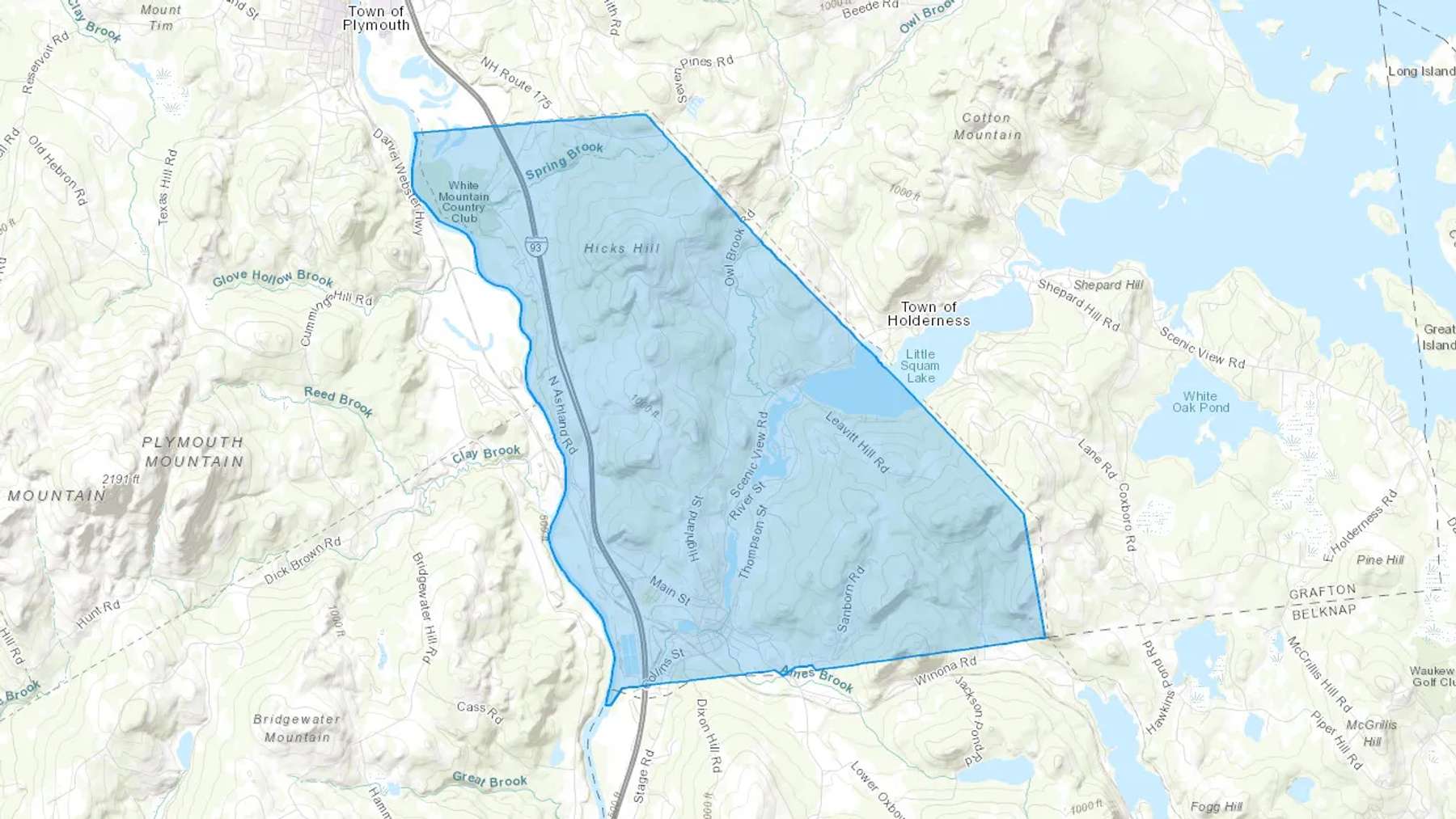 Ashland, NH Cash heating Oil delivery map Map of the COD Fuel Oil delivery service area for Ashland, NH