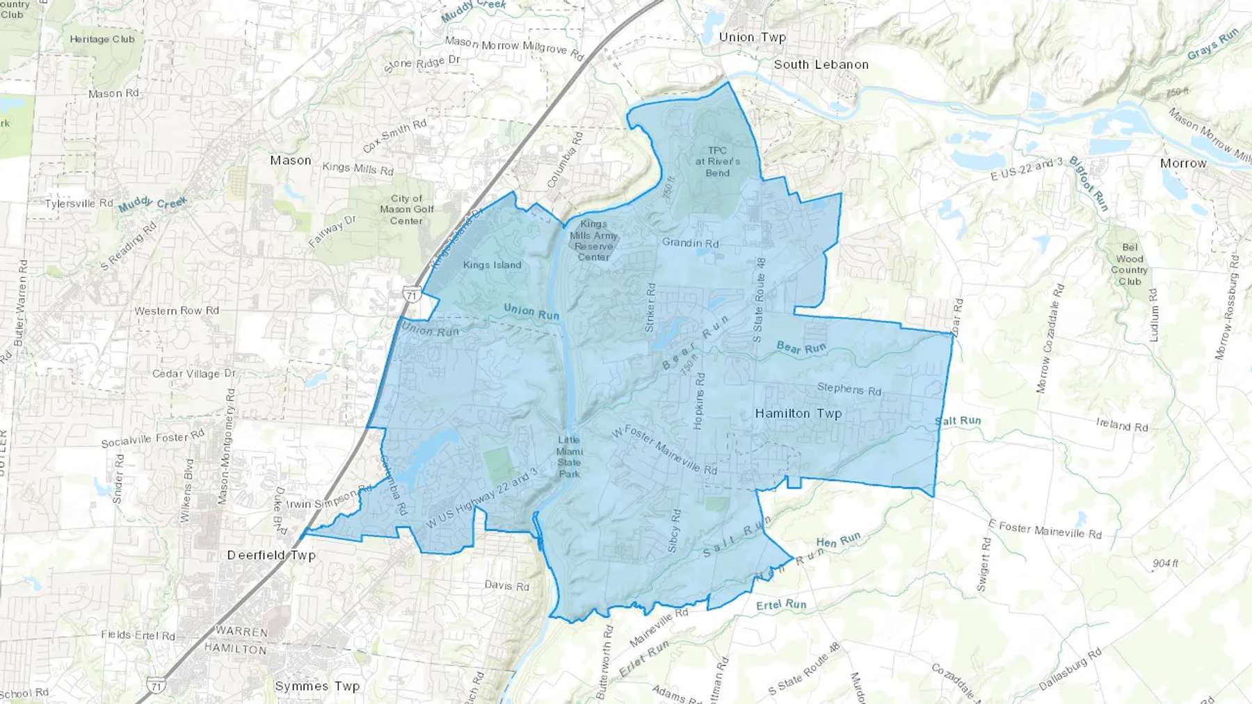 Maineville, Ohio Cash heating Oil delivery map Map of the COD Fuel Oil delivery service area for Maineville, OH