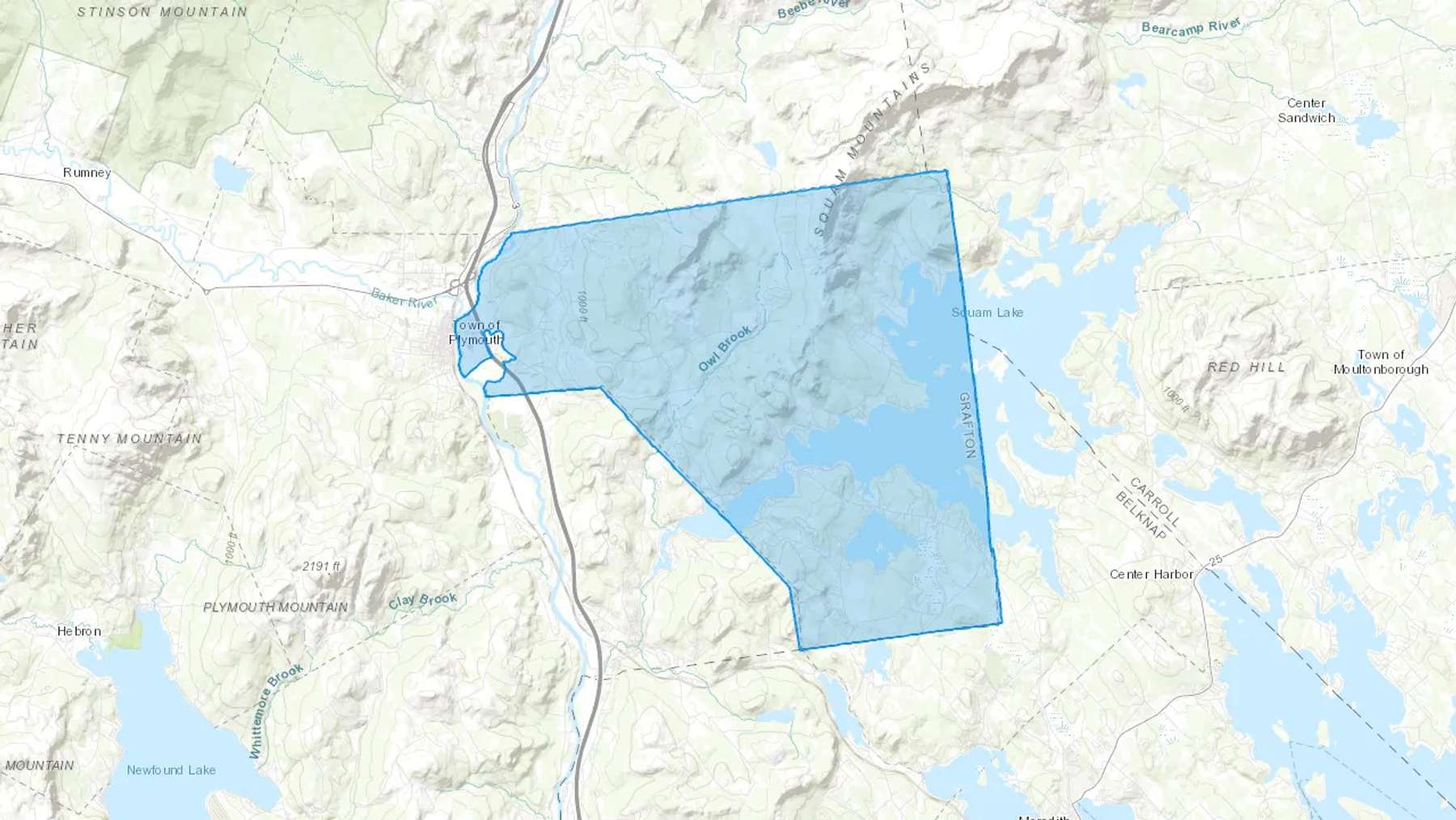 Holderness, NH Cash heating Oil delivery map Map of the COD Fuel Oil delivery service area for Holderness, NH