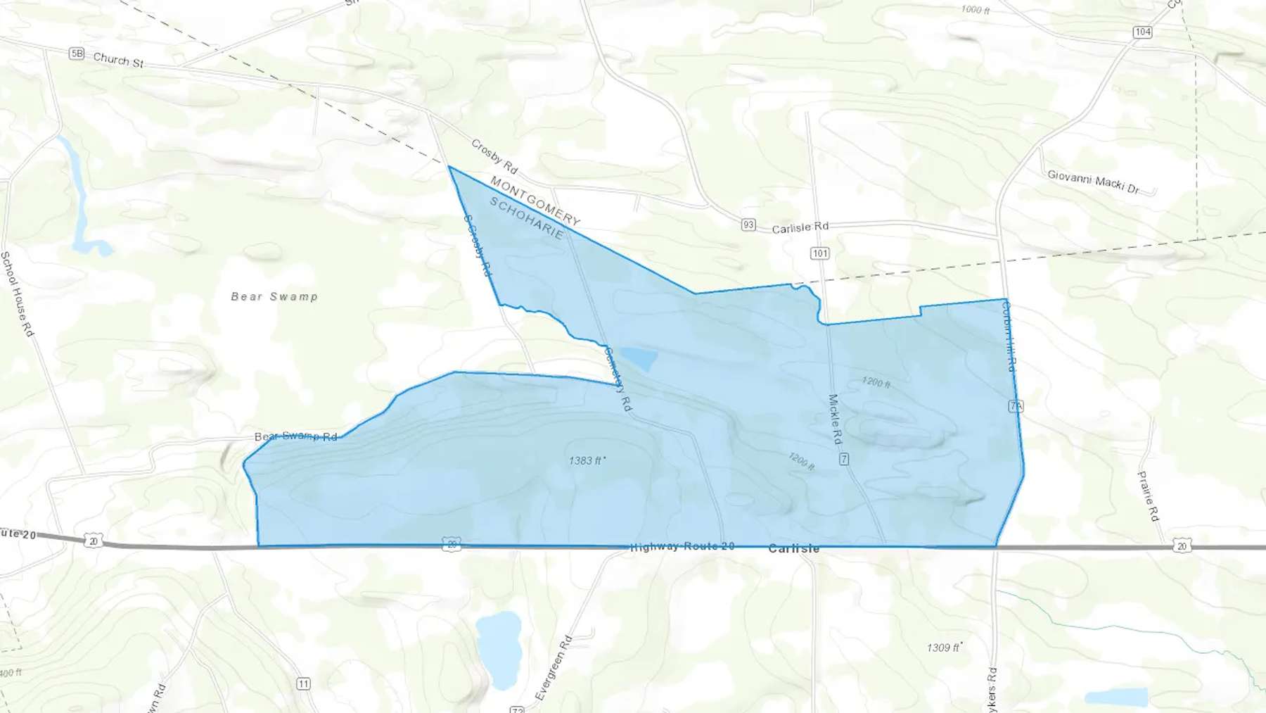 Carlisle, NY Cash heating Oil delivery map Map of the COD Fuel Oil delivery service area for Carlisle, NY