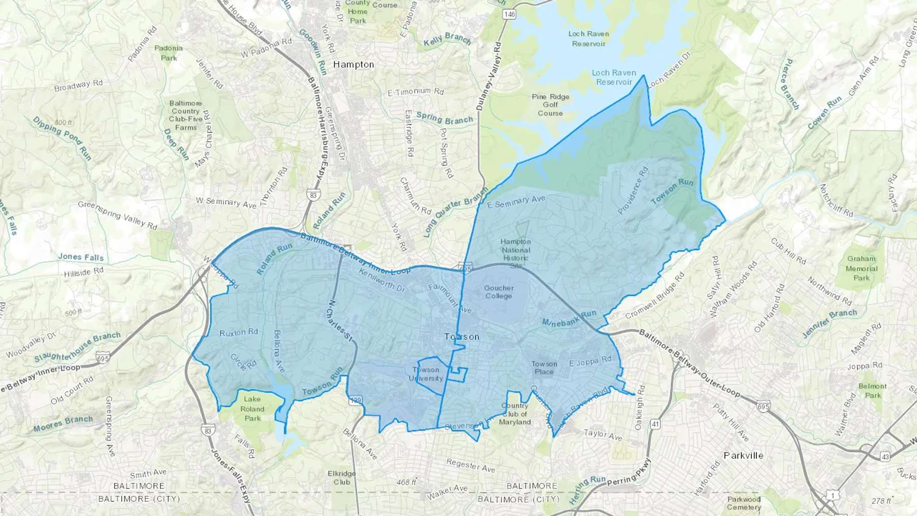 Towson, MD Cash heating Oil delivery map Map of the COD Fuel Oil delivery service area for Towson, MD
