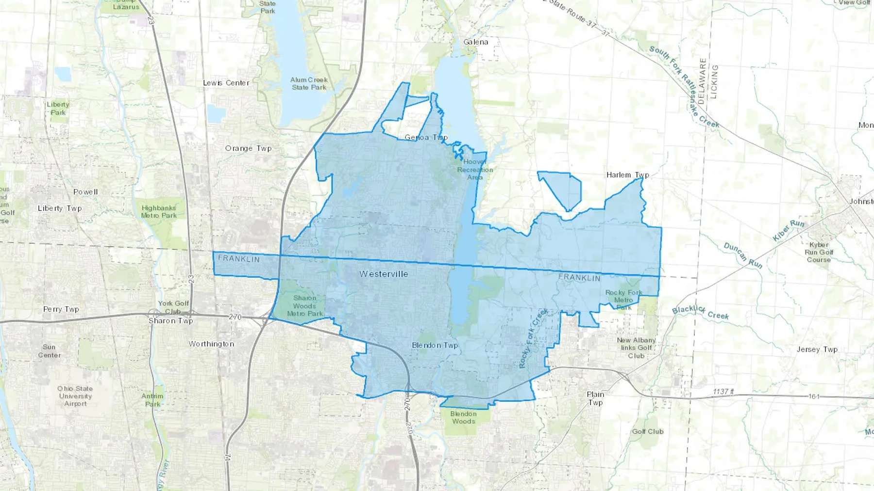 Westerville, OH Cash heating Oil delivery map Map of the COD Fuel Oil delivery service area for Westerville, OH