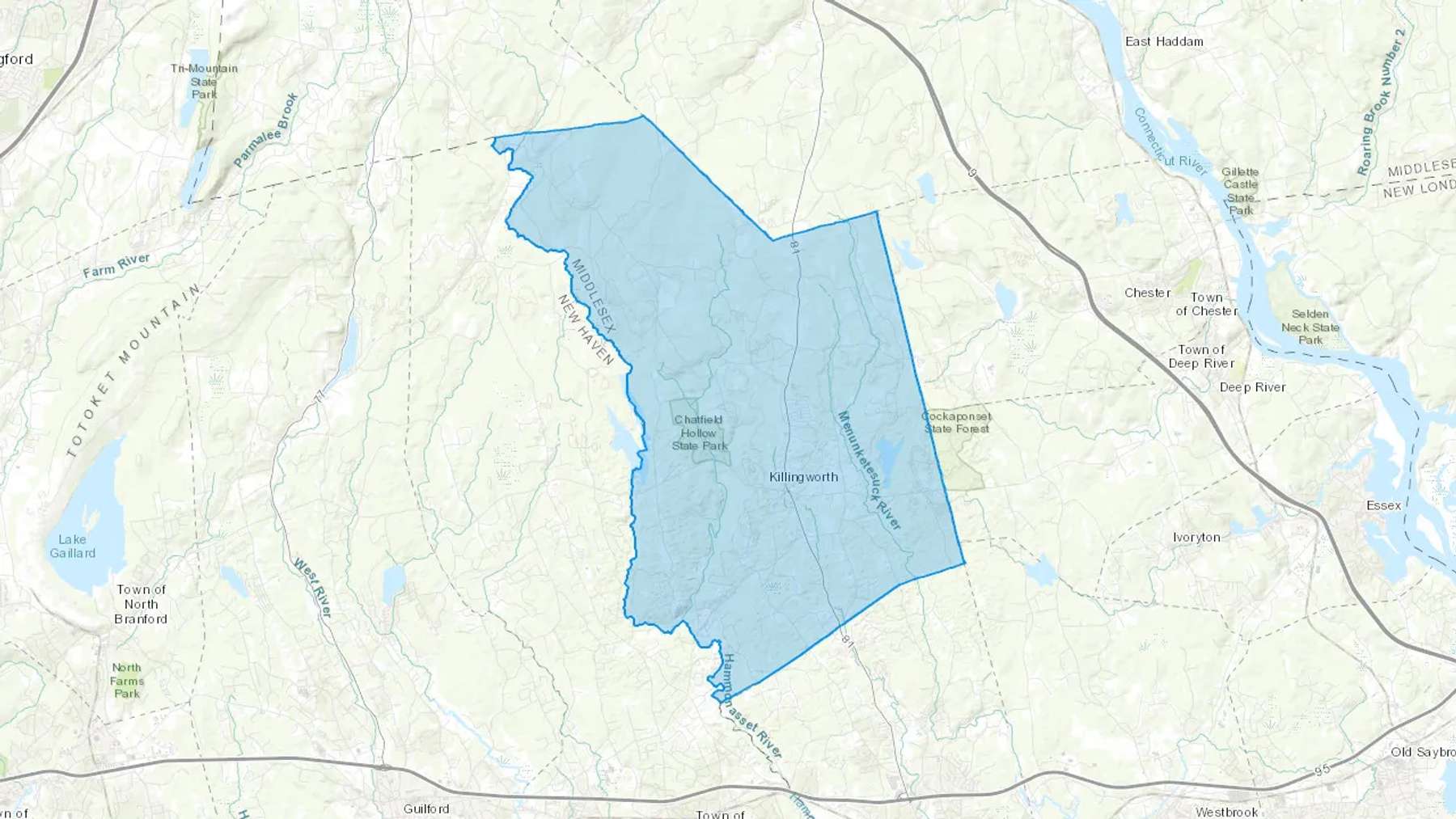 Killingworth, CT Cash heating Oil delivery map Map of the COD Fuel Oil delivery service area for Killingworth, CT