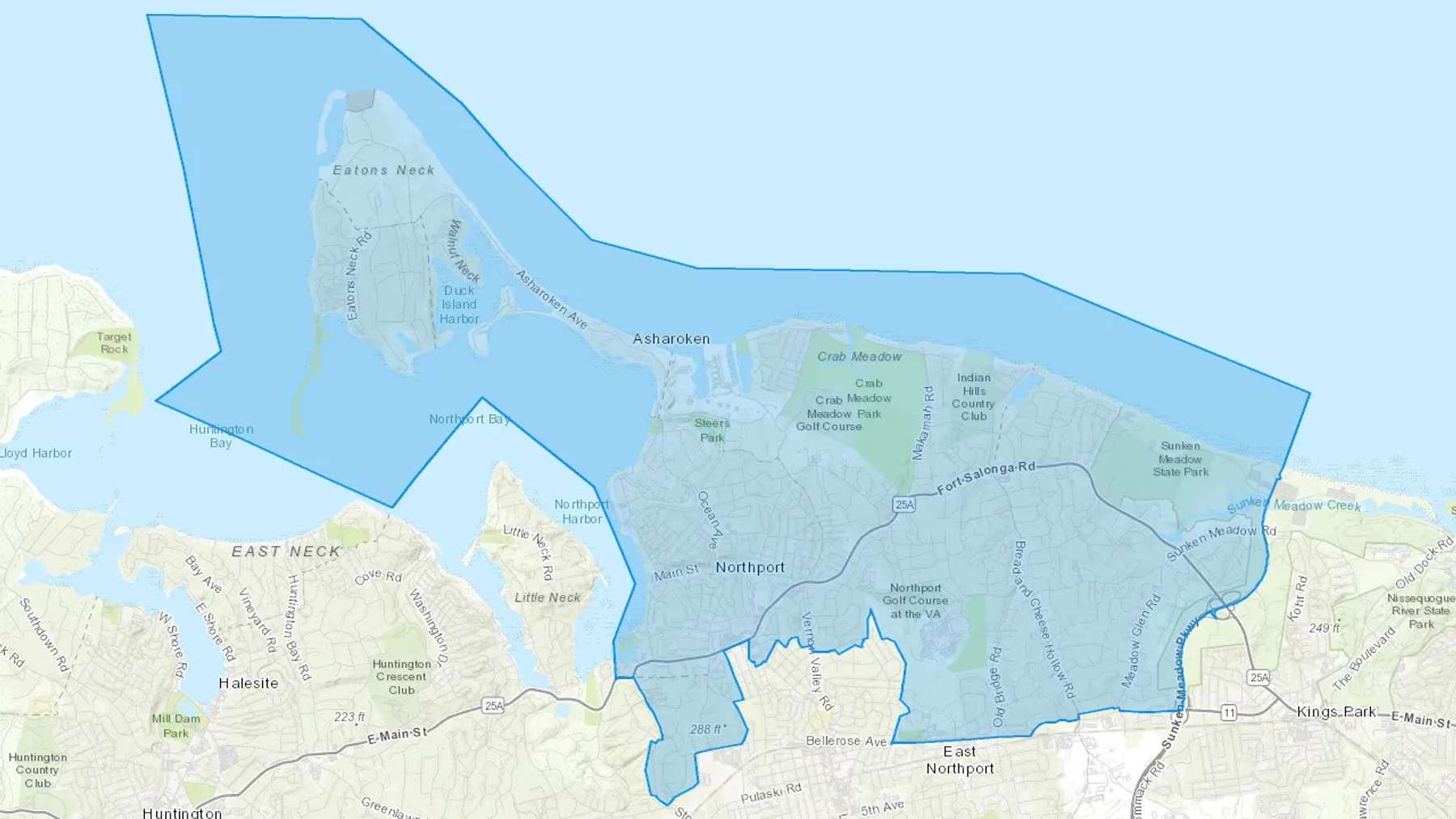 Northport, NY Cash heating Oil delivery map Map of the COD Fuel Oil delivery service area for Northport, NY