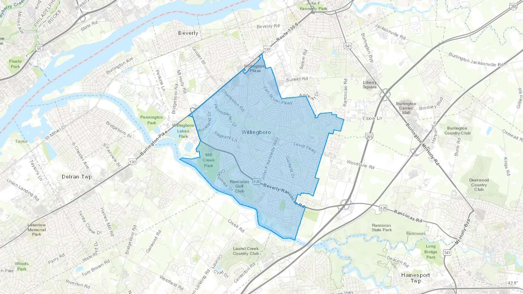 Willingboro, NJ Cash heating Oil delivery map Map of the COD Fuel Oil delivery service area for Willingboro, NJ