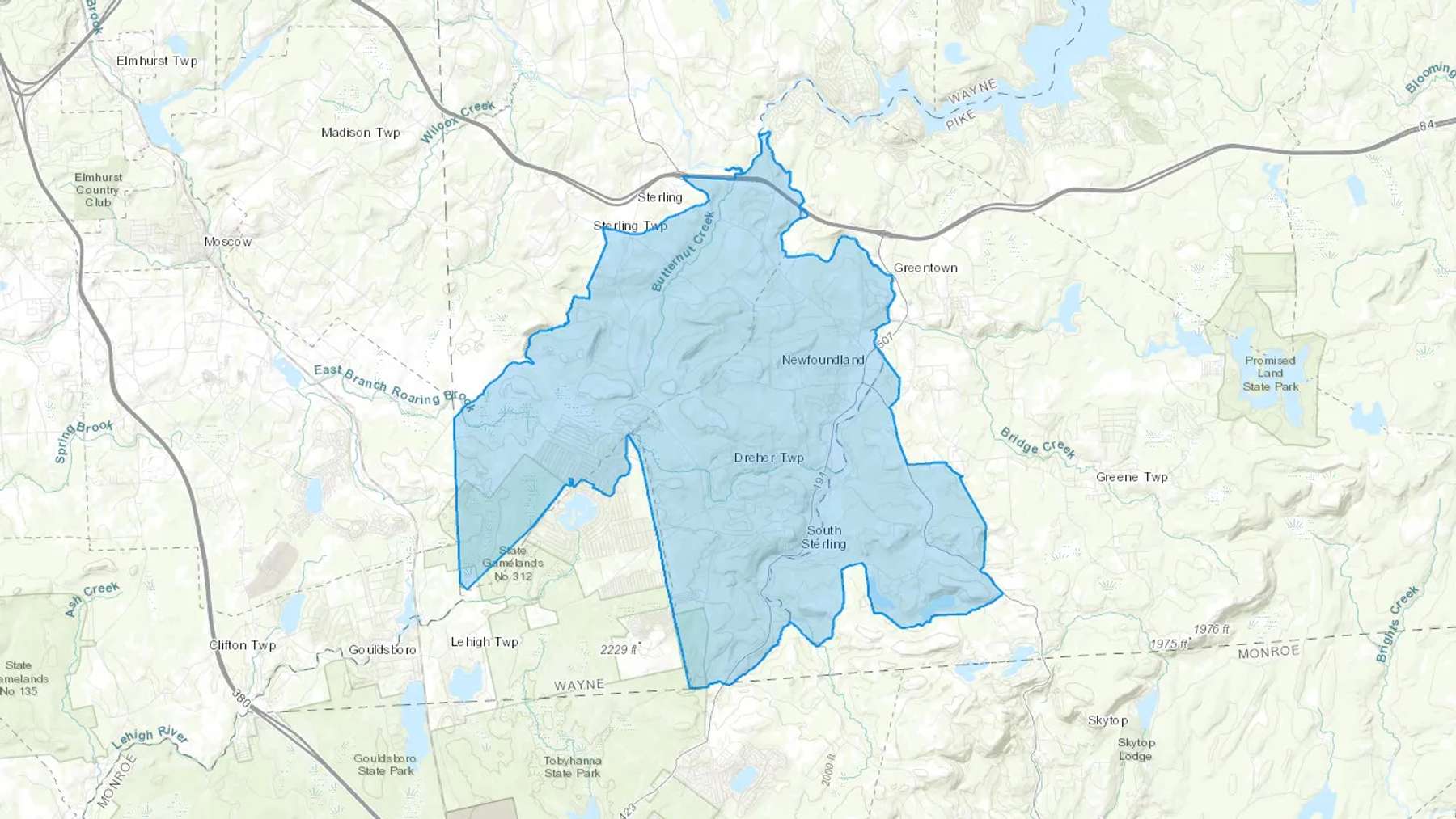 Newfoundland, PA Cash heating Oil delivery map Map of the COD Fuel Oil delivery service area for Newfoundland, PA