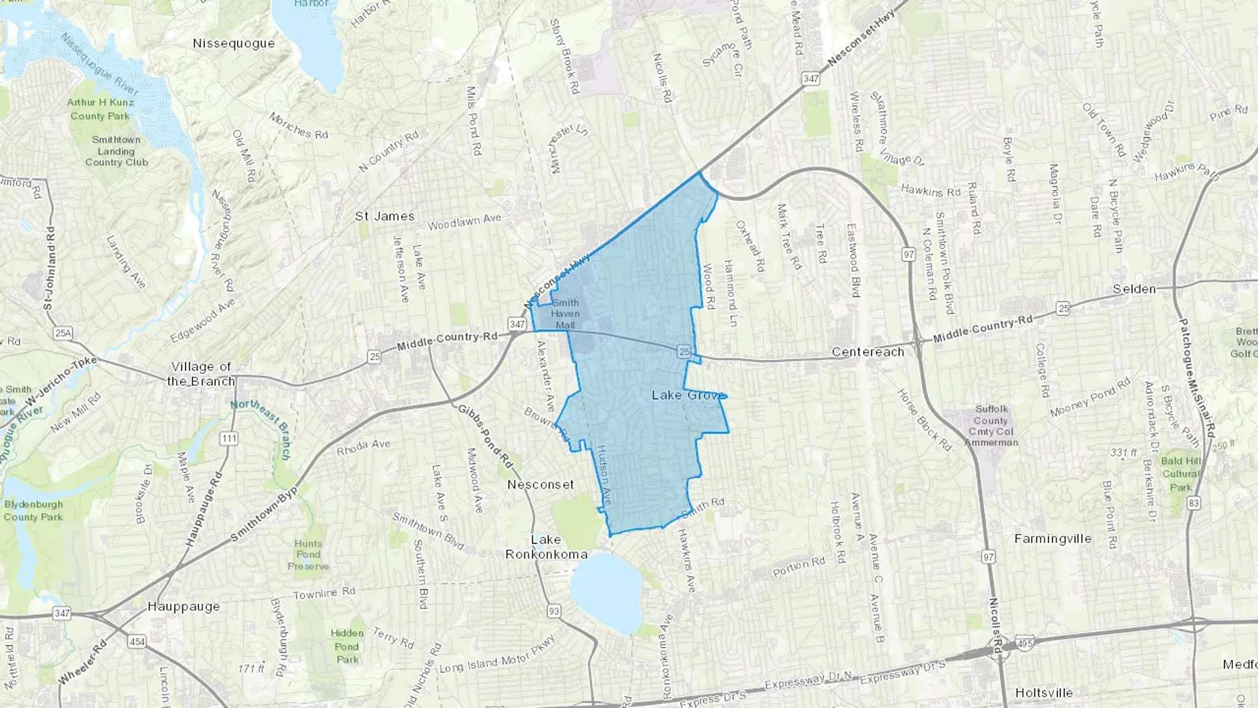Lake Grove, NY Cash heating Oil delivery map Map of the COD Fuel Oil delivery service area for Lake Grove, NY