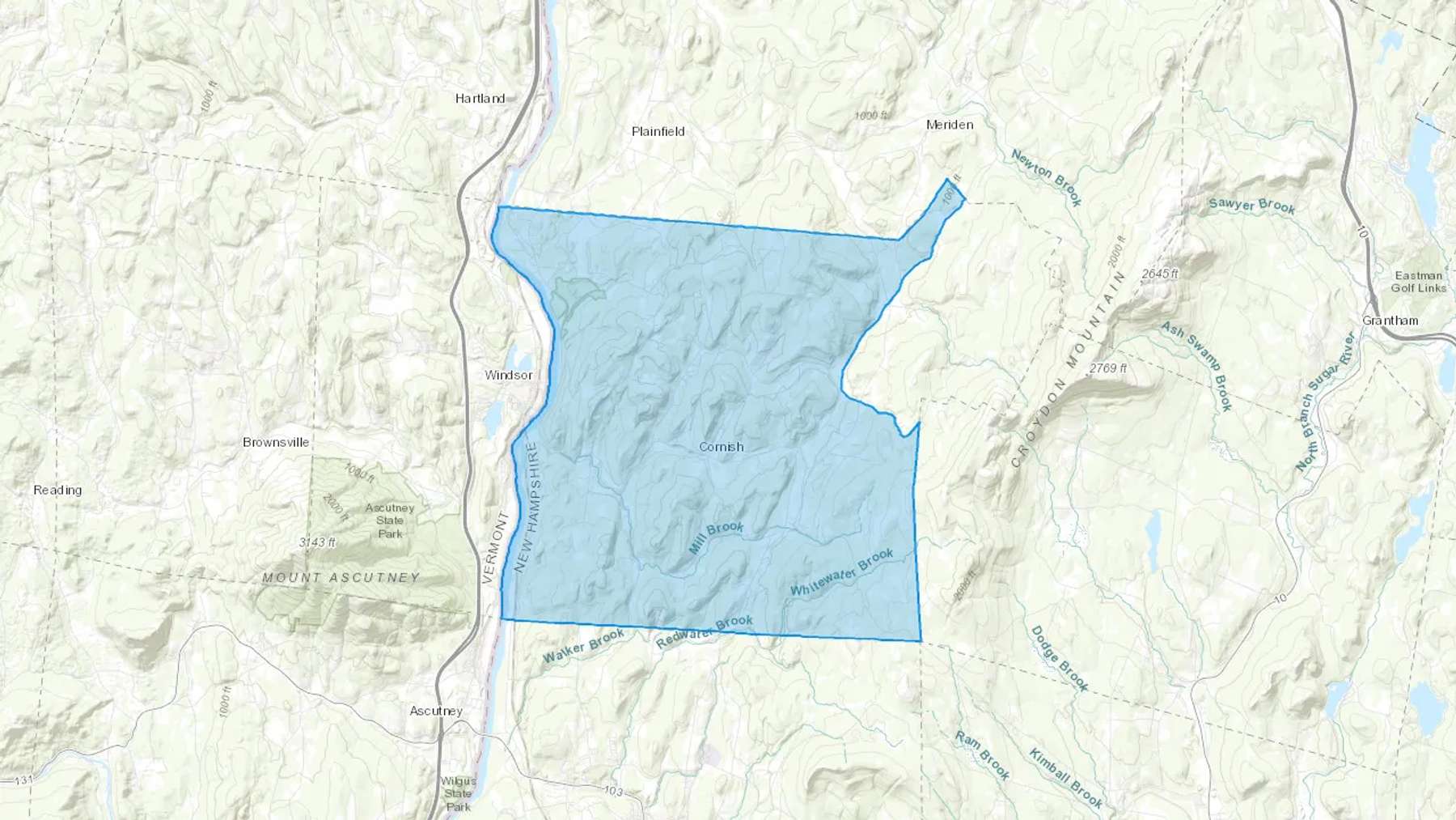 Cornish, NH Cash heating Oil delivery map Map of the COD Fuel Oil delivery service area for Cornish, NH