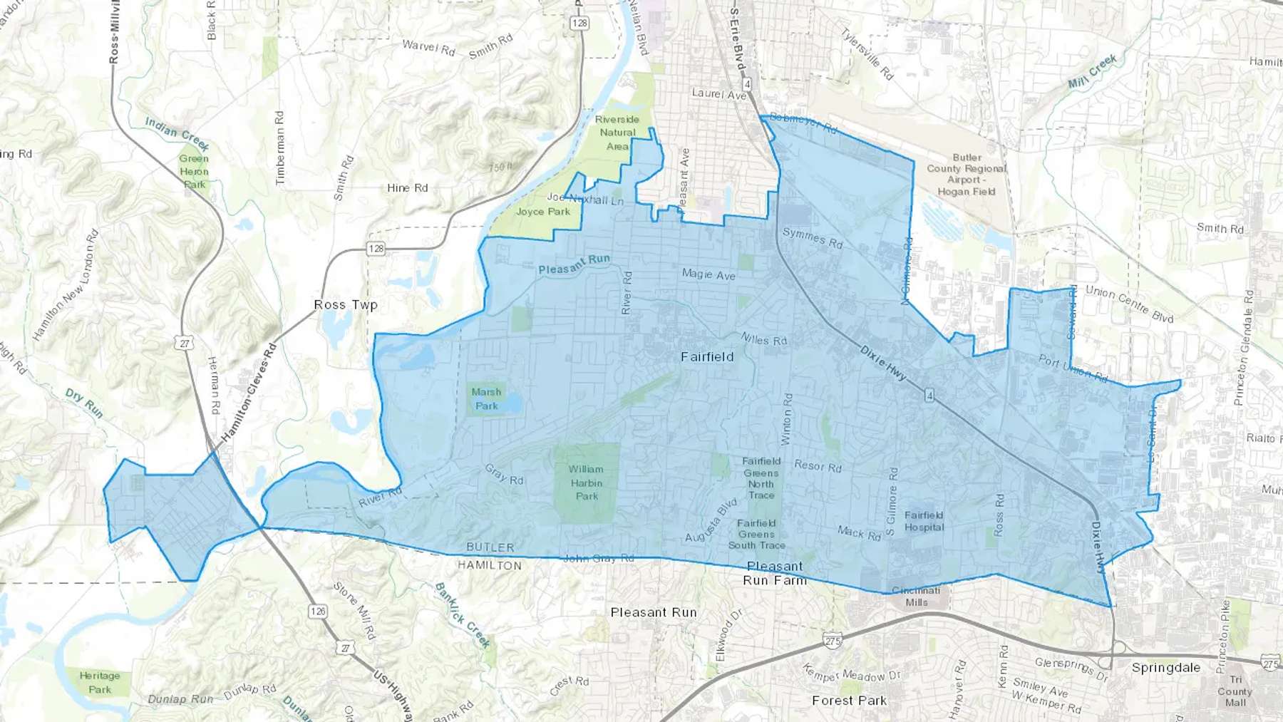 Ross, OH Cash heating Oil delivery map Map of the COD Fuel Oil delivery service area for Ross, OH