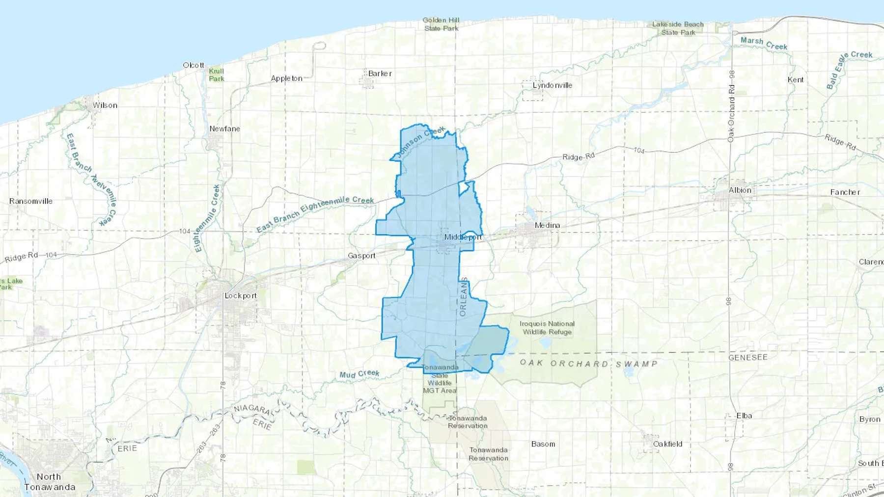 Middleport, NY Cash heating Oil delivery map Map of the COD Fuel Oil delivery service area for Middleport, NY