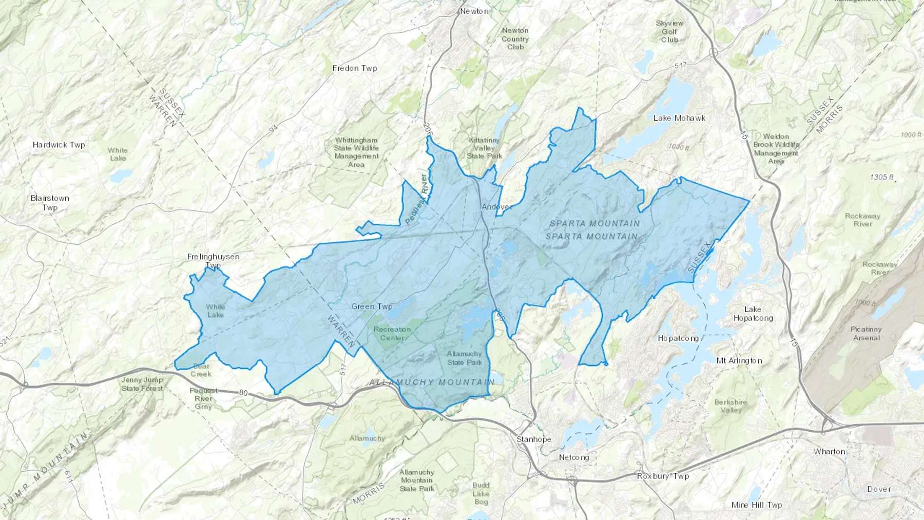 Andover, NJ Cash heating Oil delivery map Map of the COD Fuel Oil delivery service area for Andover, NJ