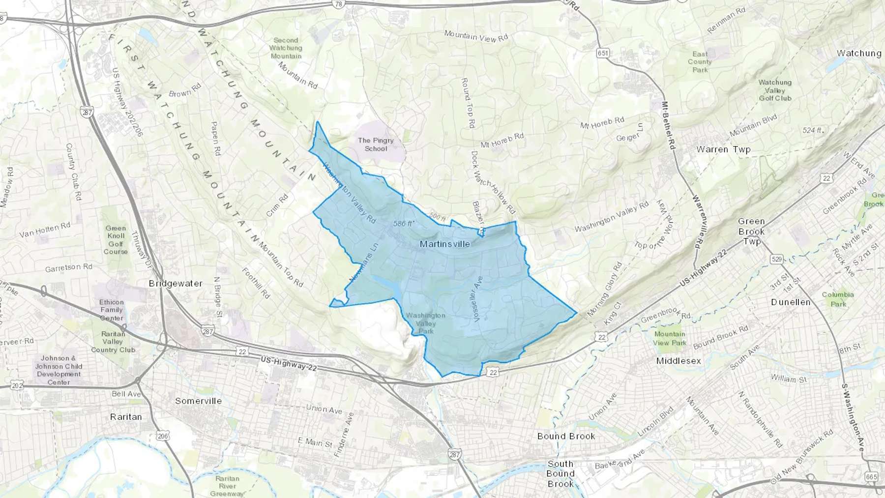 Martinsville, NJ Cash heating Oil delivery map Map of the COD Fuel Oil delivery service area for Martinsville, NJ